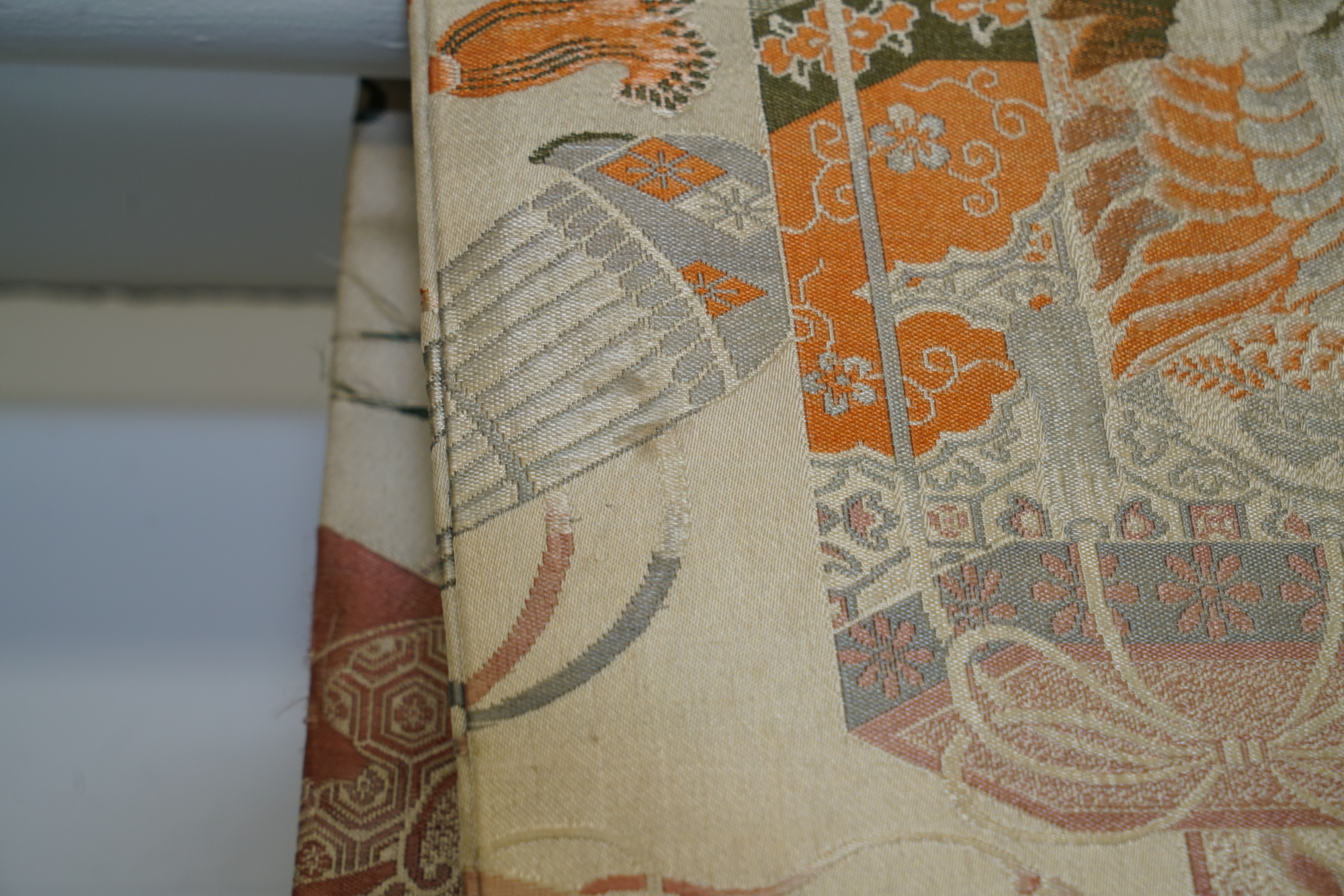 Circa 1900s Antique Hand Sewn Silk Maru Obi