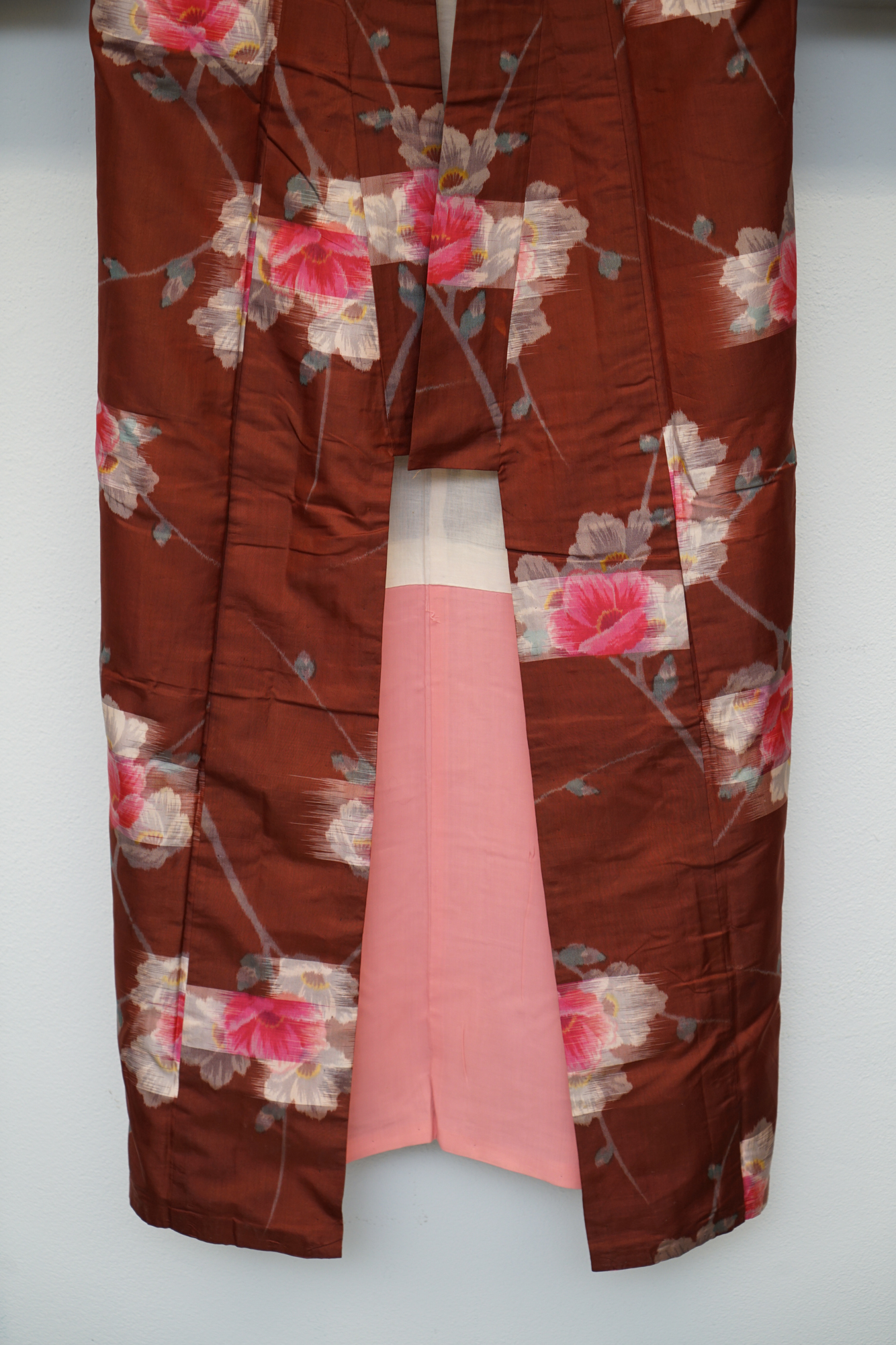 Circa 1880 Antique Handwoven Kasuri Ikat Silk Kosode Kimono