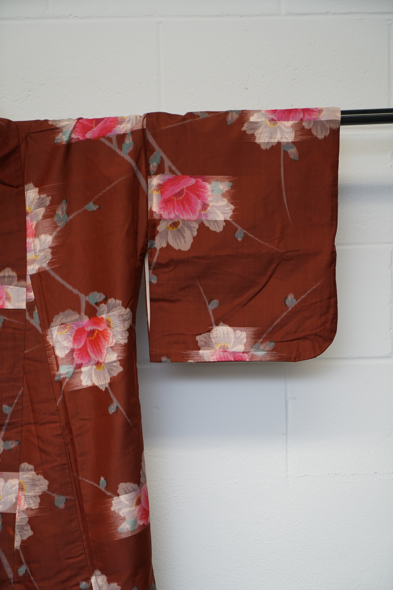 Circa 1880 Antique Handwoven Kasuri Ikat Silk Kosode Kimono