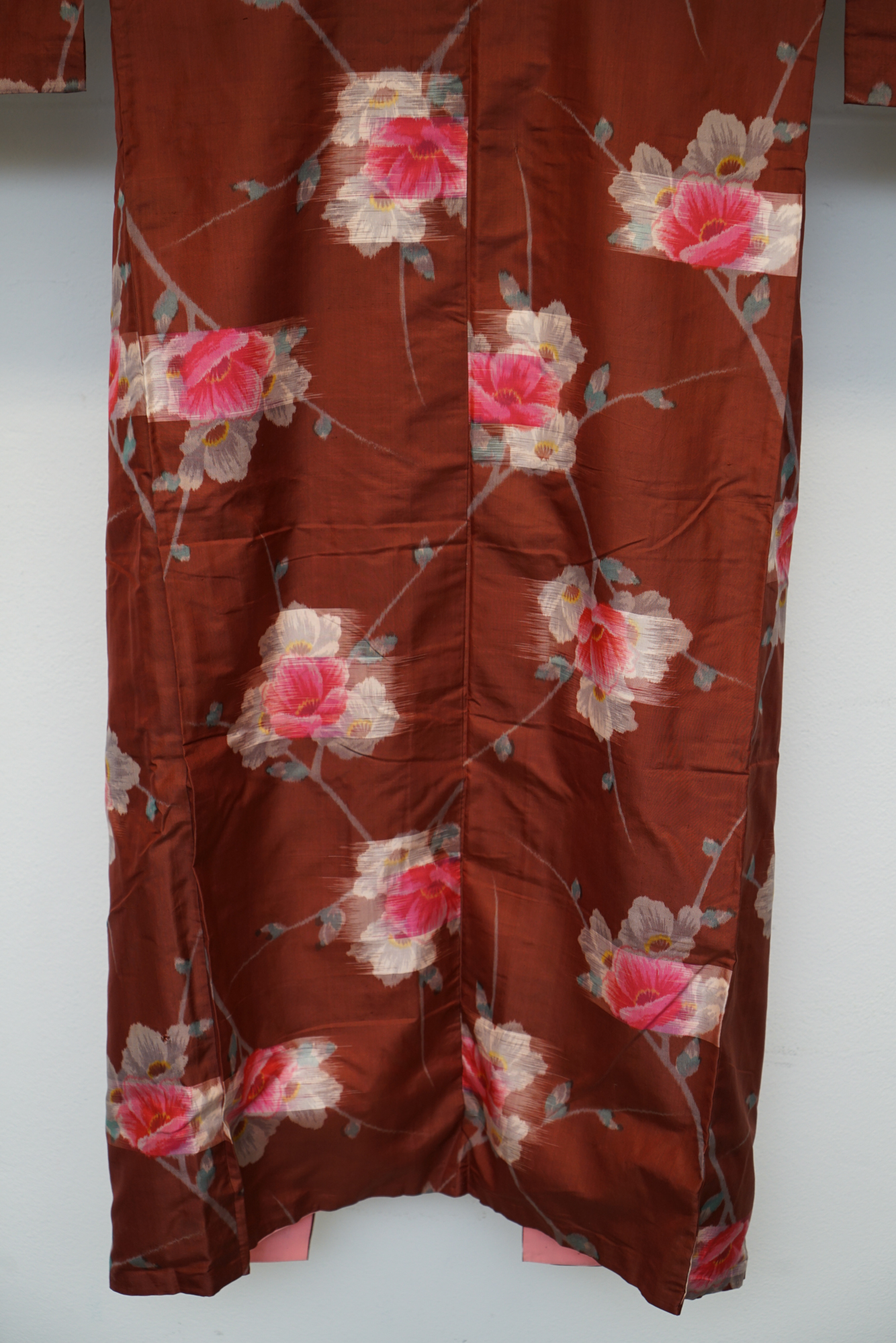 Circa 1880 Antique Handwoven Kasuri Ikat Silk Kosode Kimono