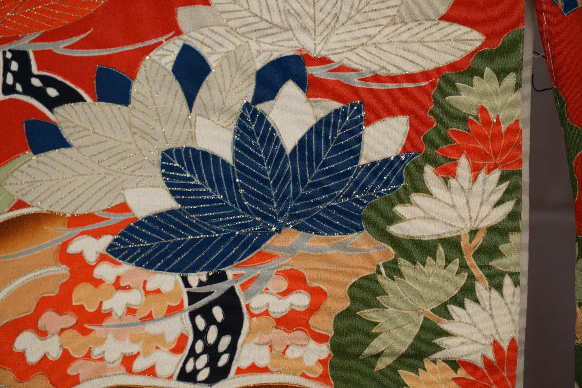 Circa 1900s Antique Handwoven Silk Crepe Formal Crested Furisode Kimono