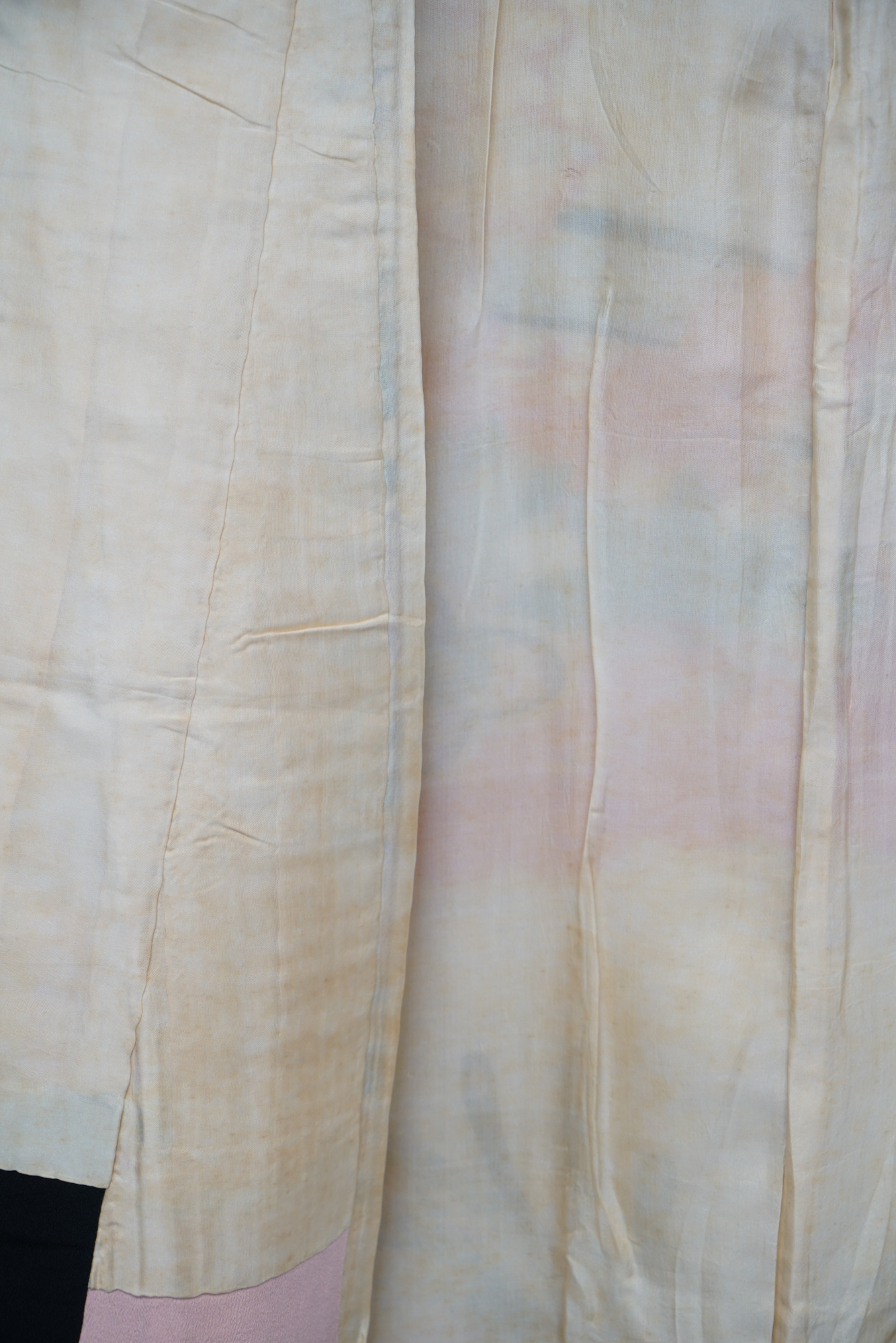 Circa 1900s Antique Handwoven Silk Crepe Formal Crested Furisode Kimono