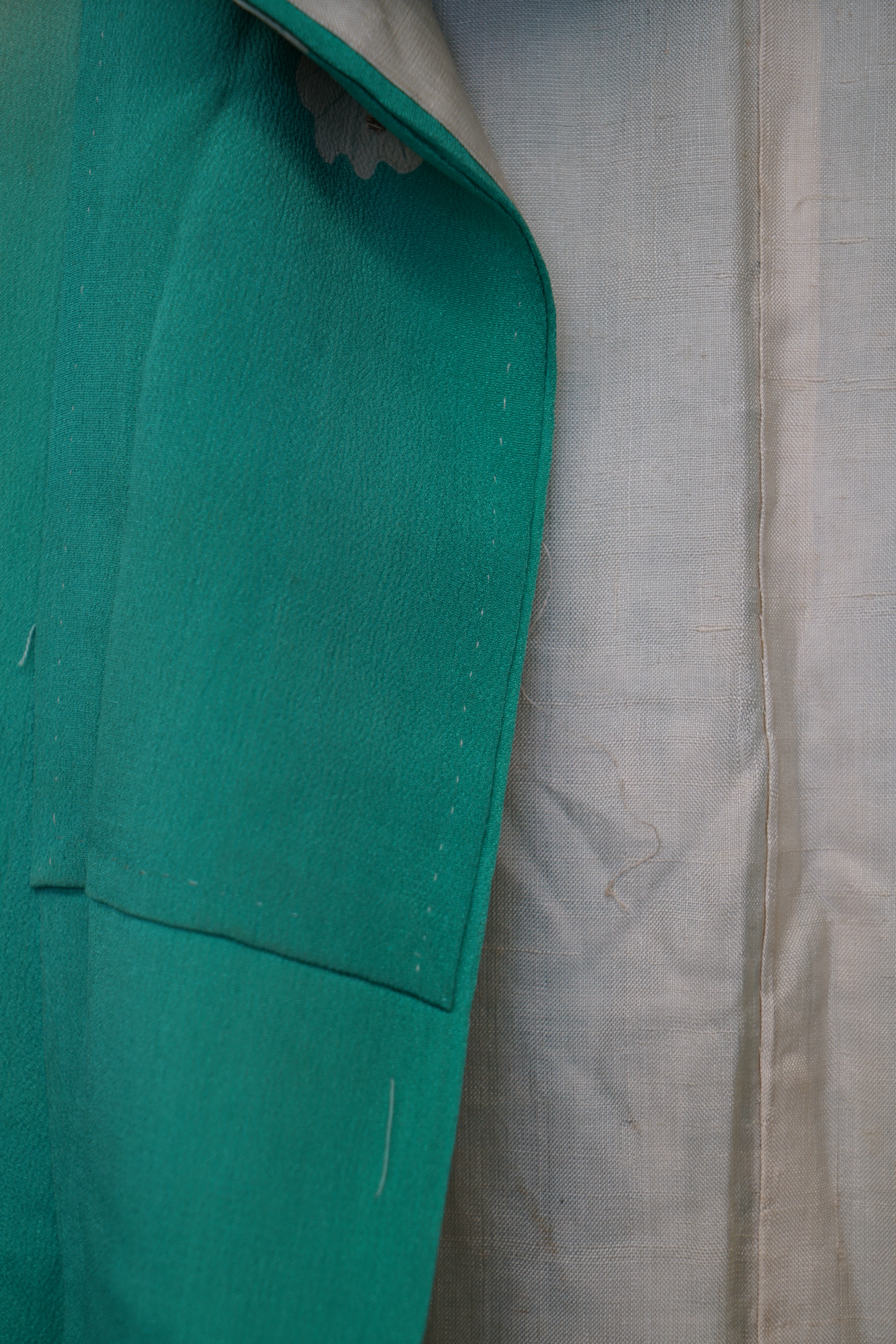 Circa 1880 Antique Handwoven Silk Crepe Five Crested Furisode Kimono