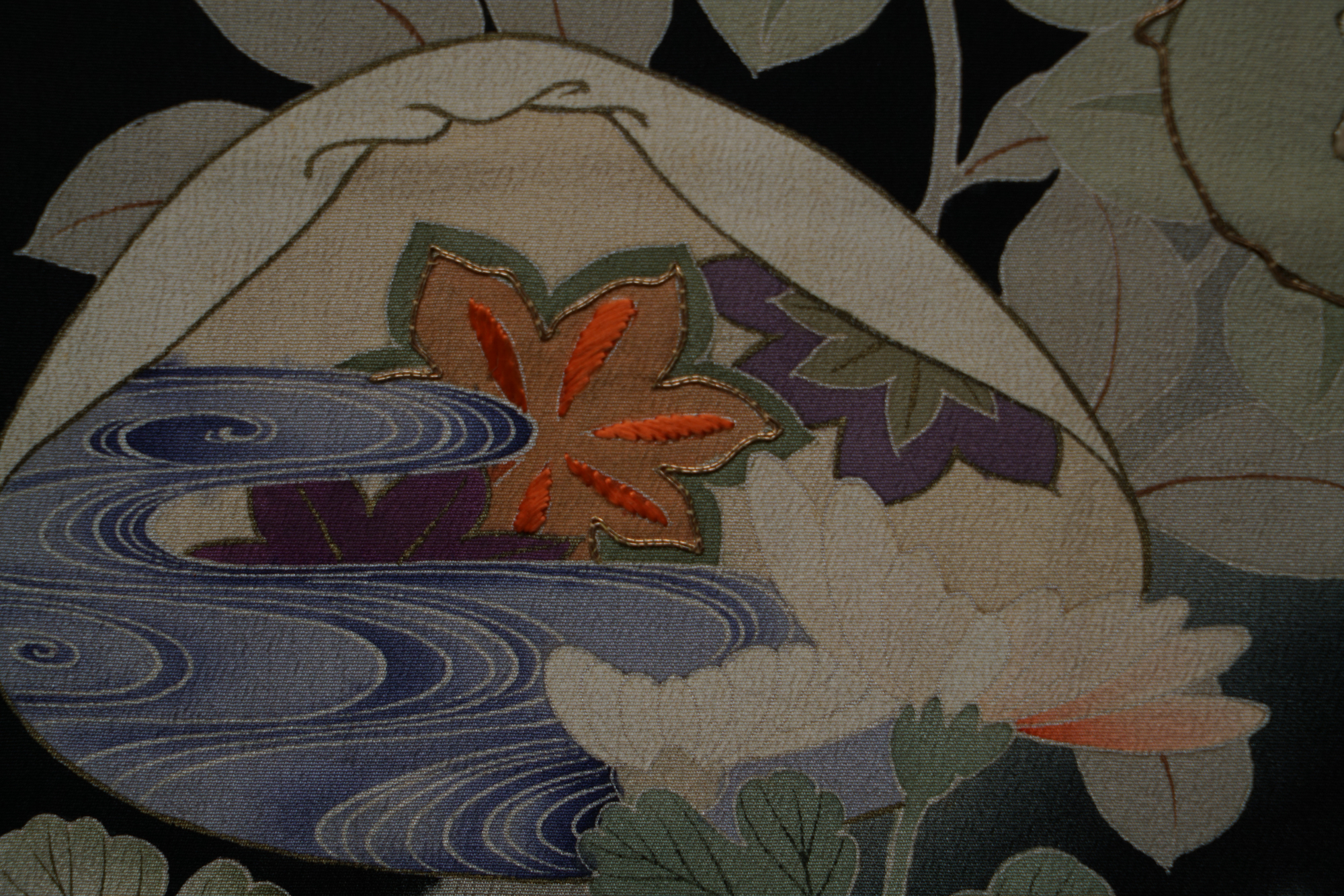 Circa 1890 Antique Handwoven Silk Crepe Formal Five Crested Furisode Kimono