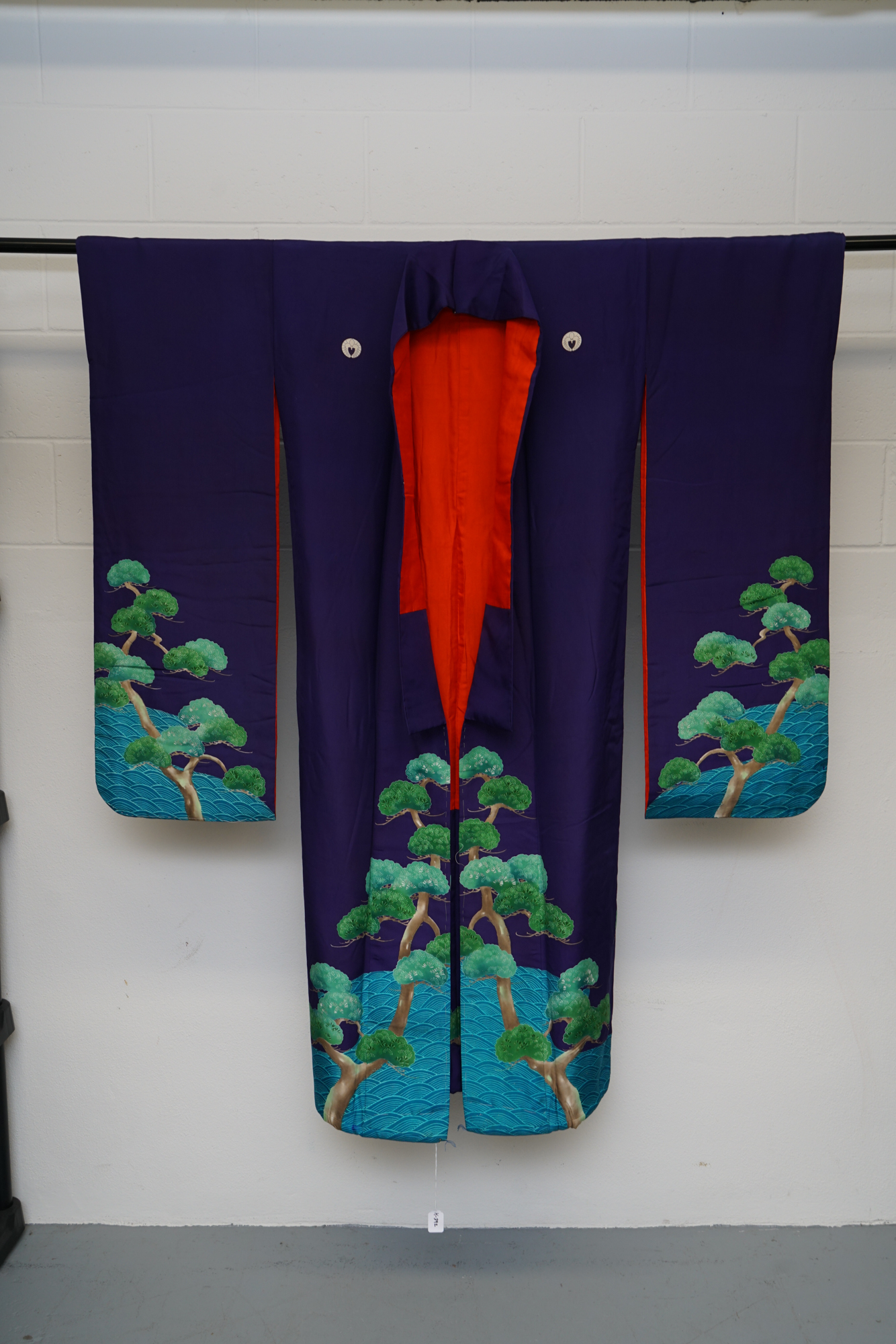 Circa 1910s Antique Handwoven Silk Formal Crested Furisode Kimono