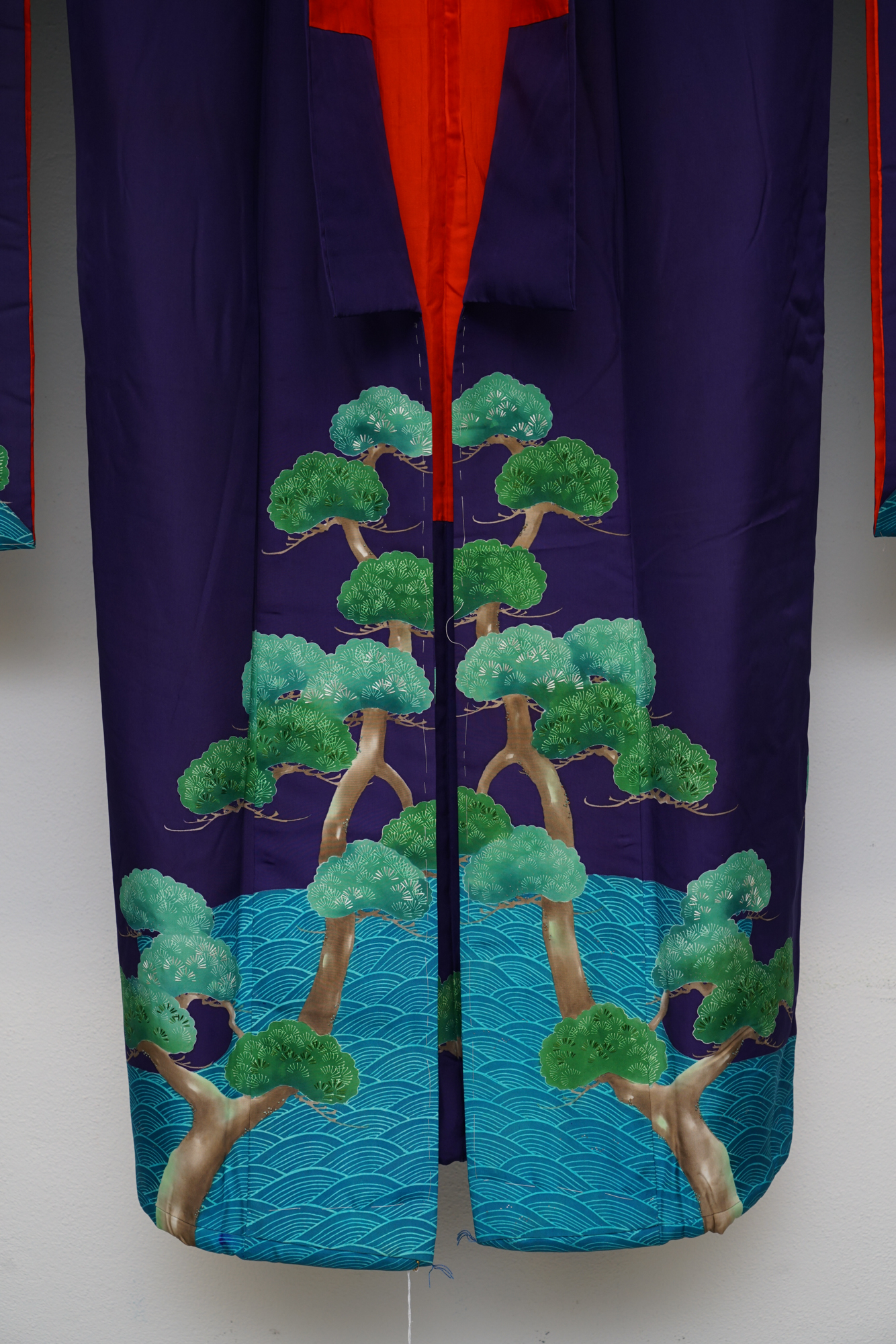 Circa 1910s Antique Handwoven Silk Formal Crested Furisode Kimono