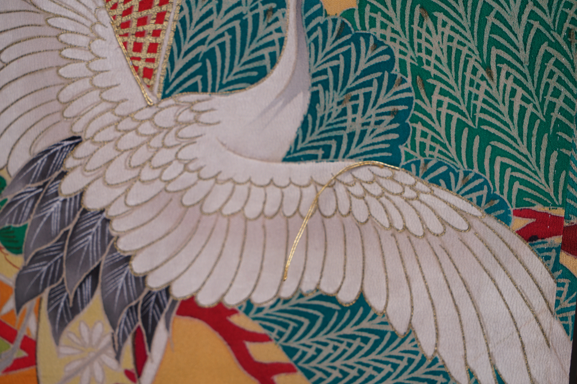 Circa 1915 Antique Handwoven Silk Crepe Formal Five Crested Furisode Kimono