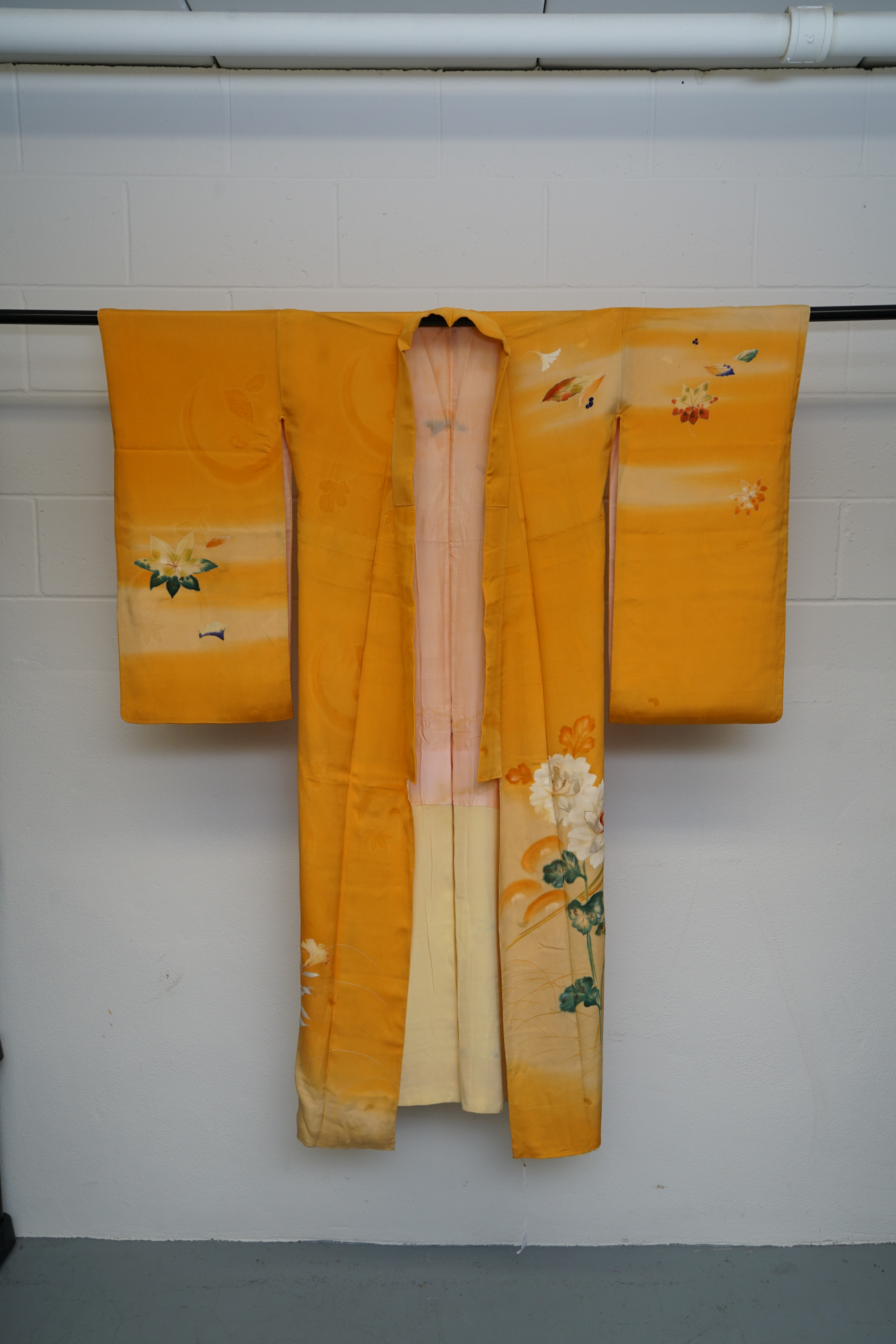 Circa 1880 Antique Handwoven Silk Crepe Furisode Kimono