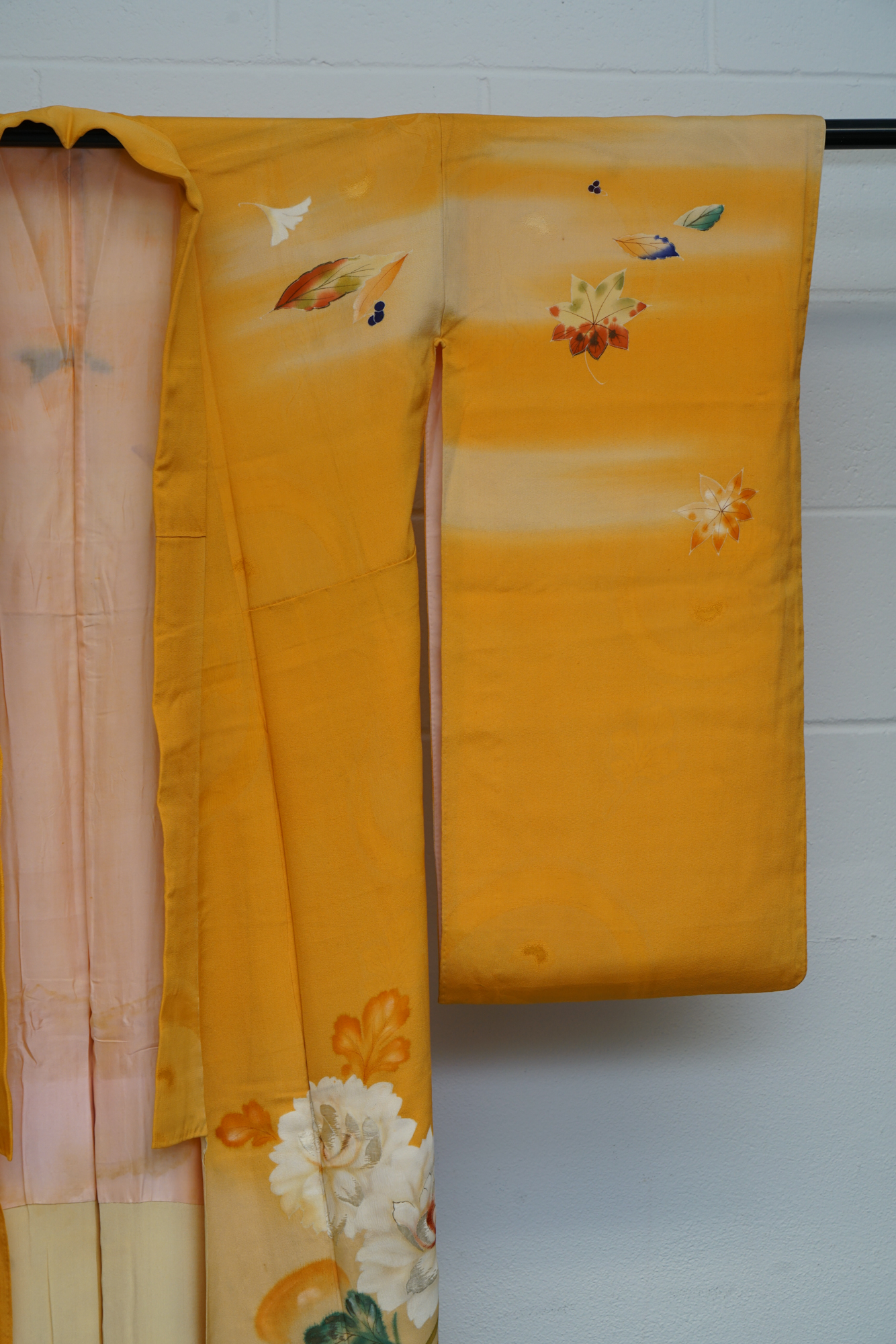 Circa 1880 Antique Handwoven Silk Crepe Furisode Kimono