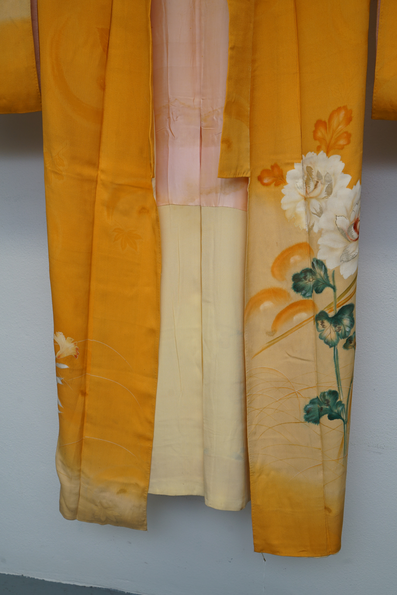 Circa 1880 Antique Handwoven Silk Crepe Furisode Kimono