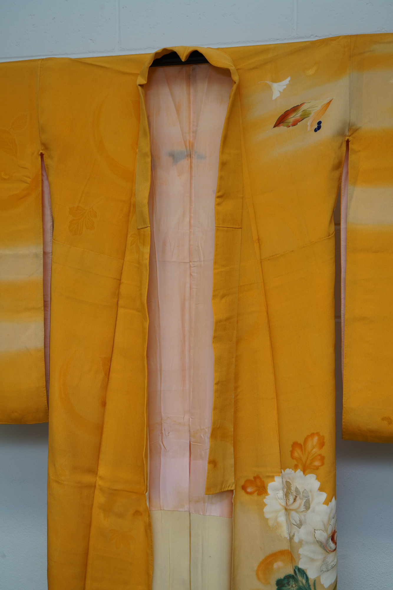 Circa 1880 Antique Handwoven Silk Crepe Furisode Kimono