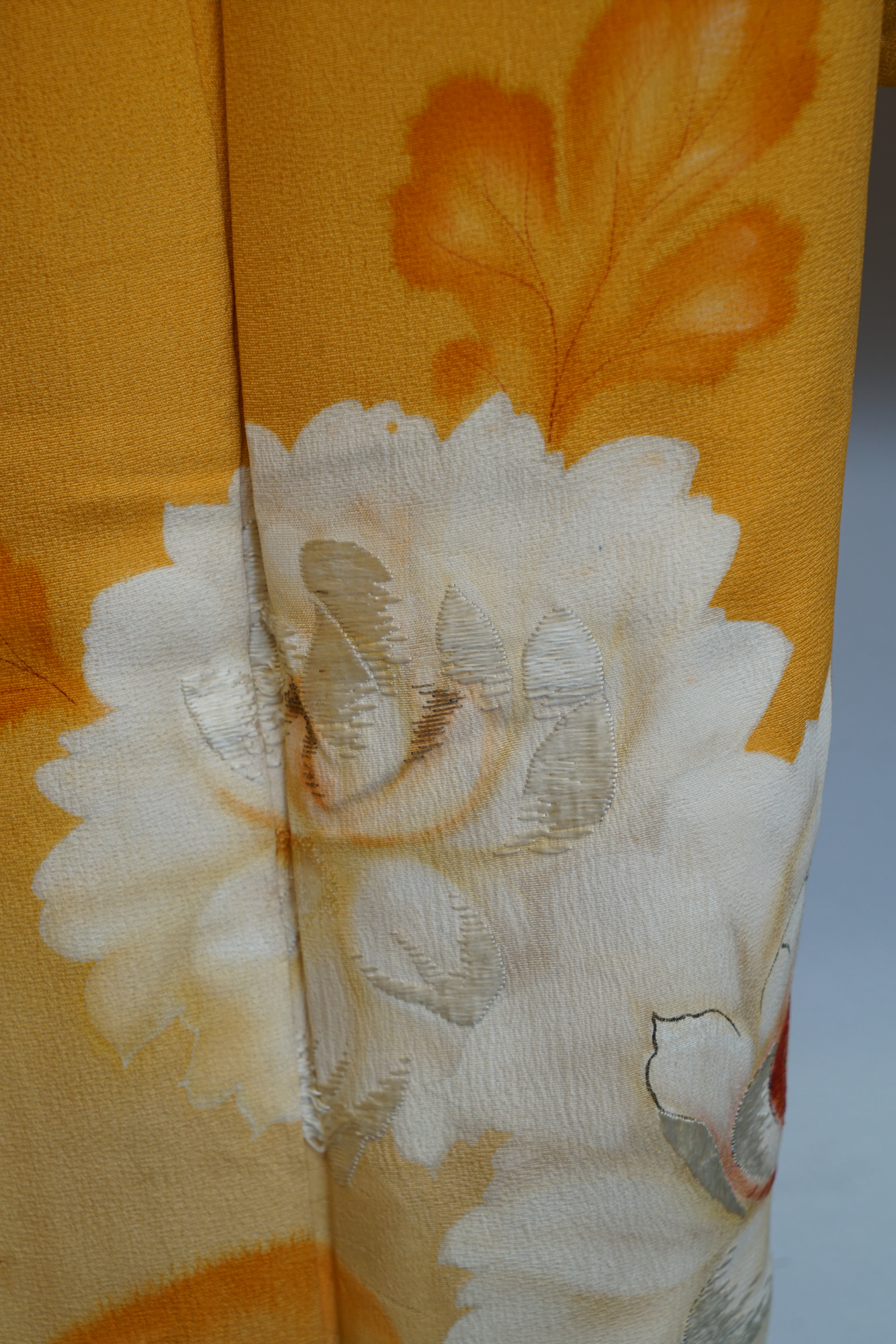 Circa 1880 Antique Handwoven Silk Crepe Furisode Kimono