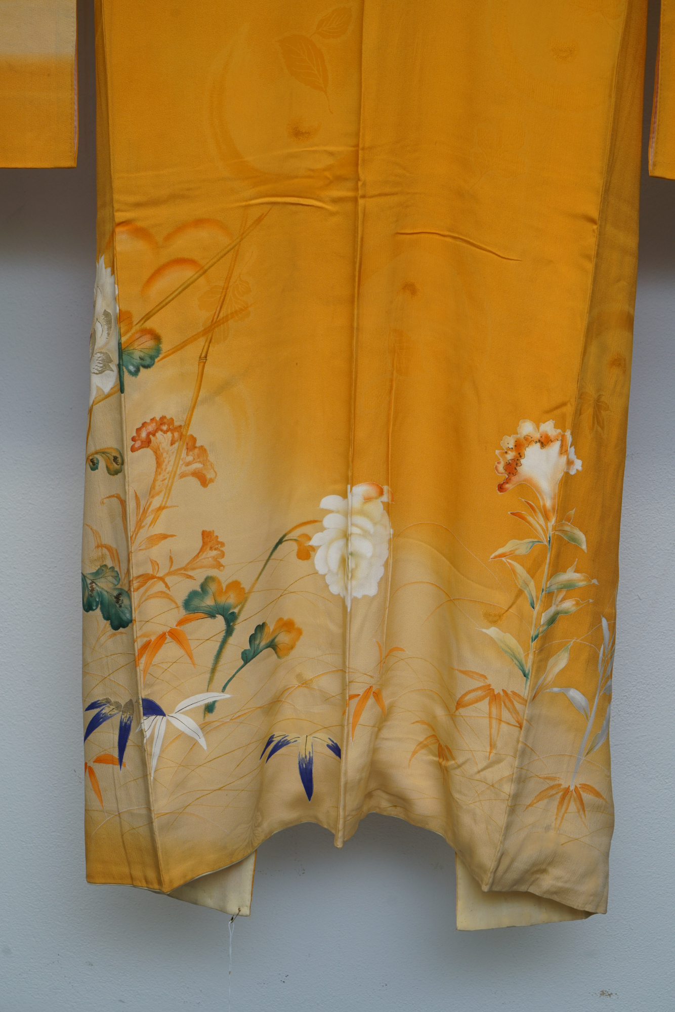 Circa 1880 Antique Handwoven Silk Crepe Furisode Kimono