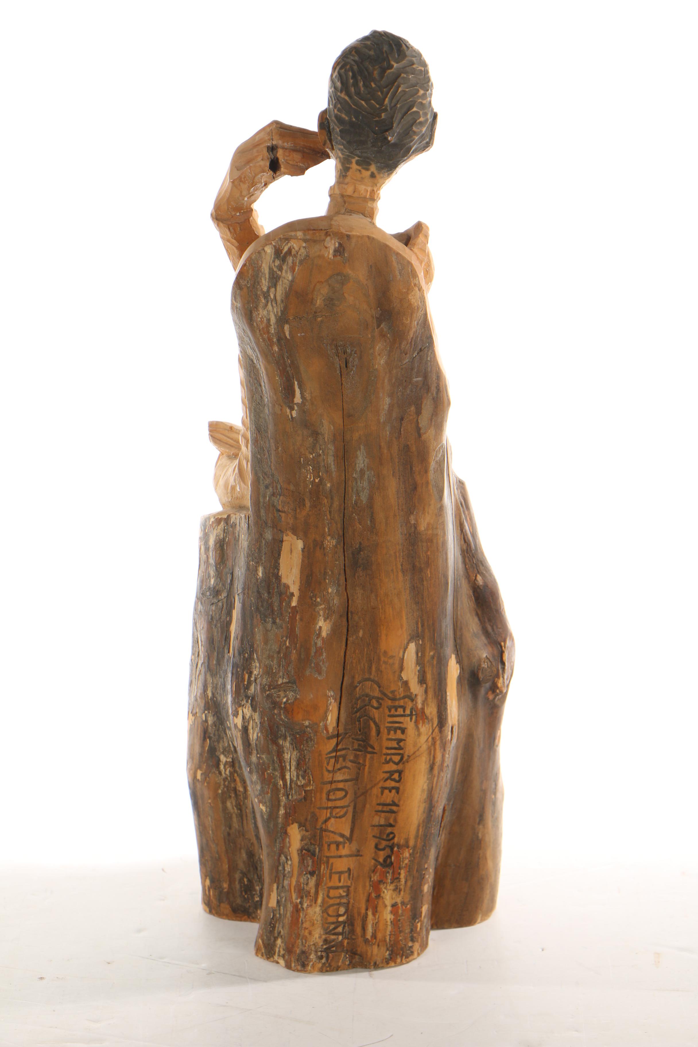 Néstor Zeledón Guzmán Wood Sculpture