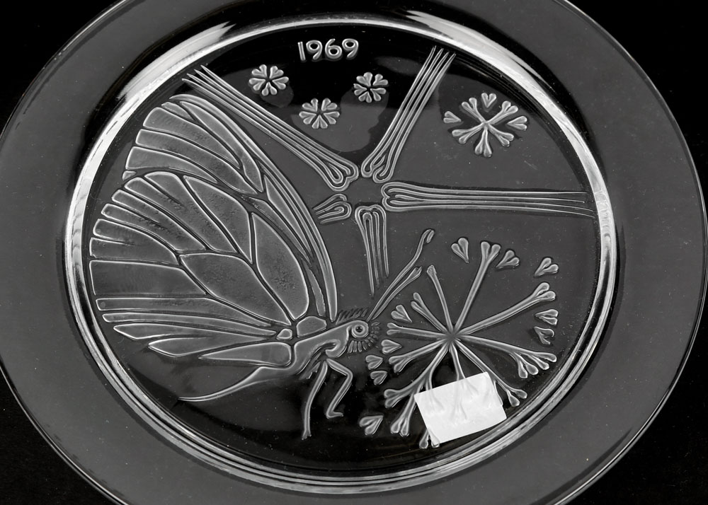 Vintage Lalique France Crystal Art Glass 1969 and 1971 Annual Plates