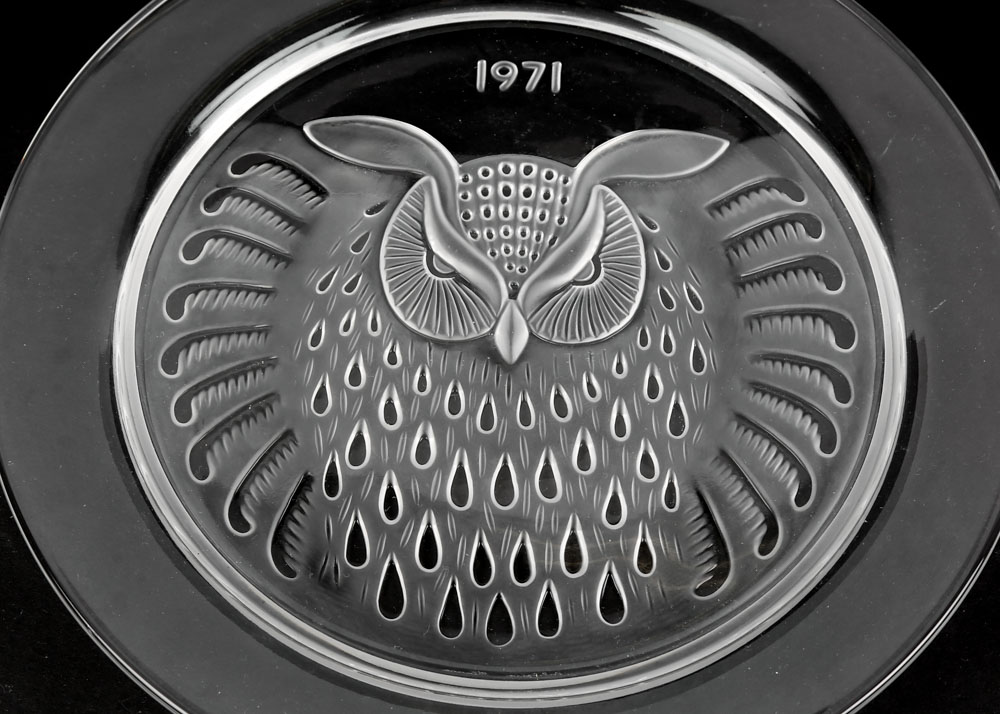 Vintage Lalique France Crystal Art Glass 1969 and 1971 Annual Plates