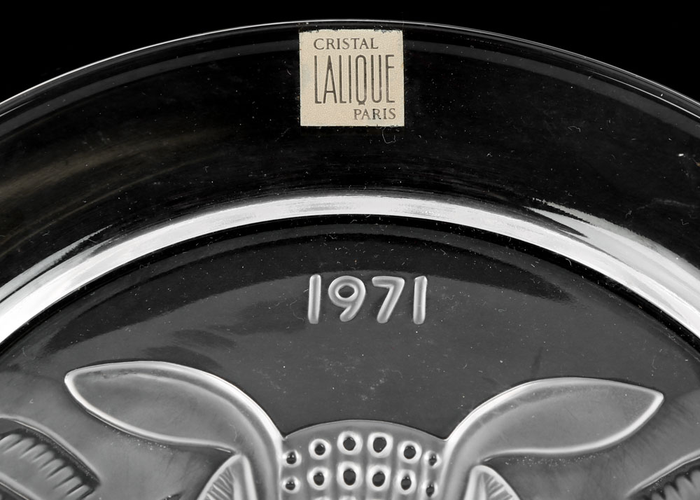 Vintage Lalique France Crystal Art Glass 1969 and 1971 Annual Plates