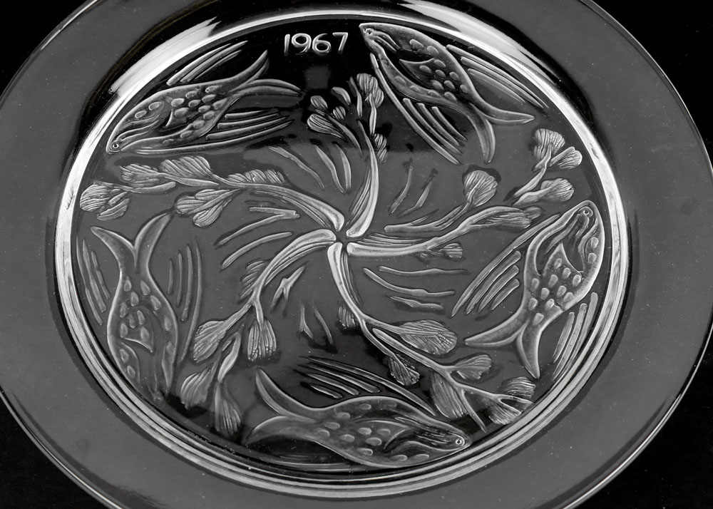 Vintage Lalique France Crystal Art Glass 1967 and 1970 Annual Plates