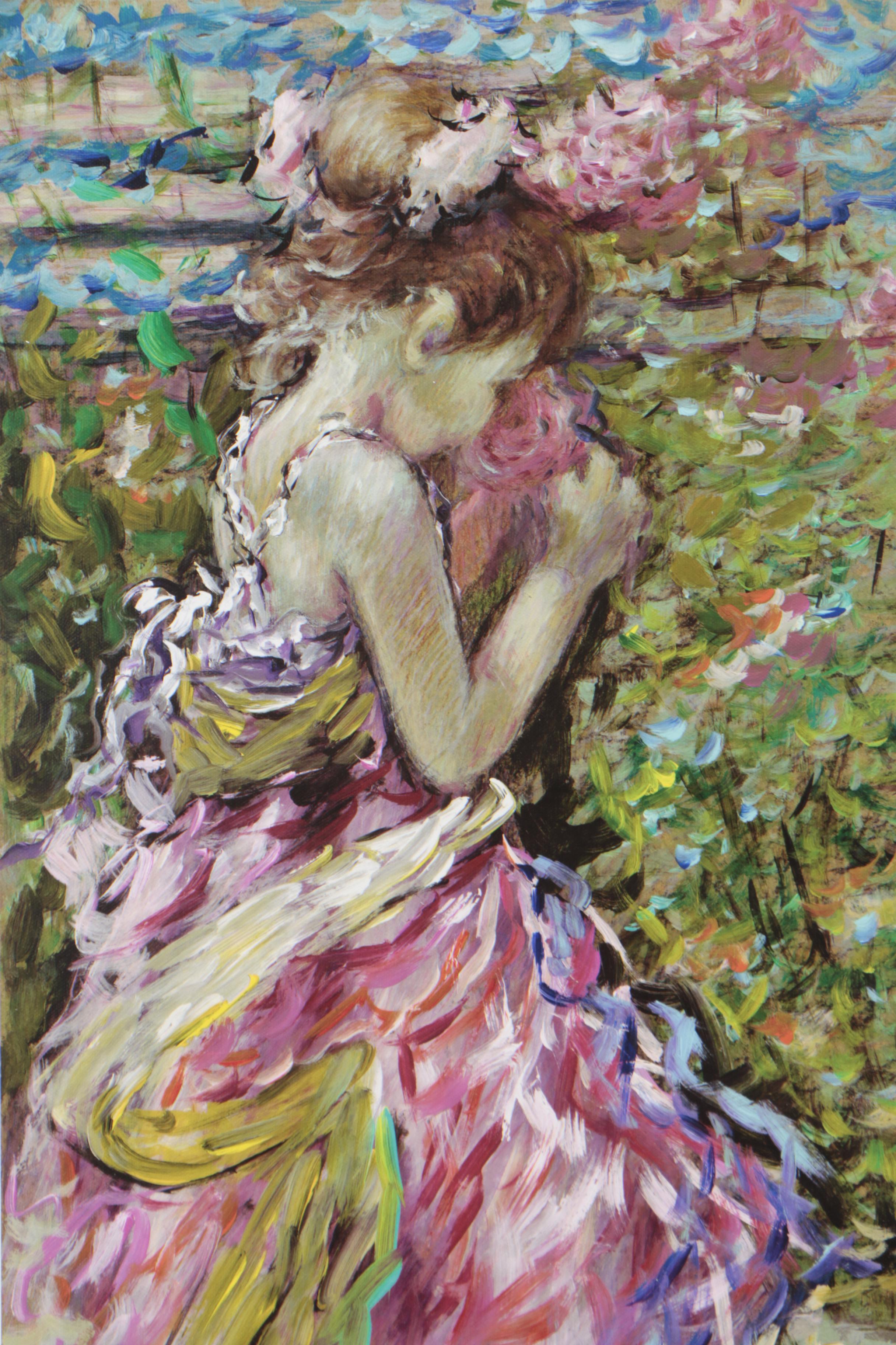 Rita Asfour Mixed Media "Amber Smelling a Rose"