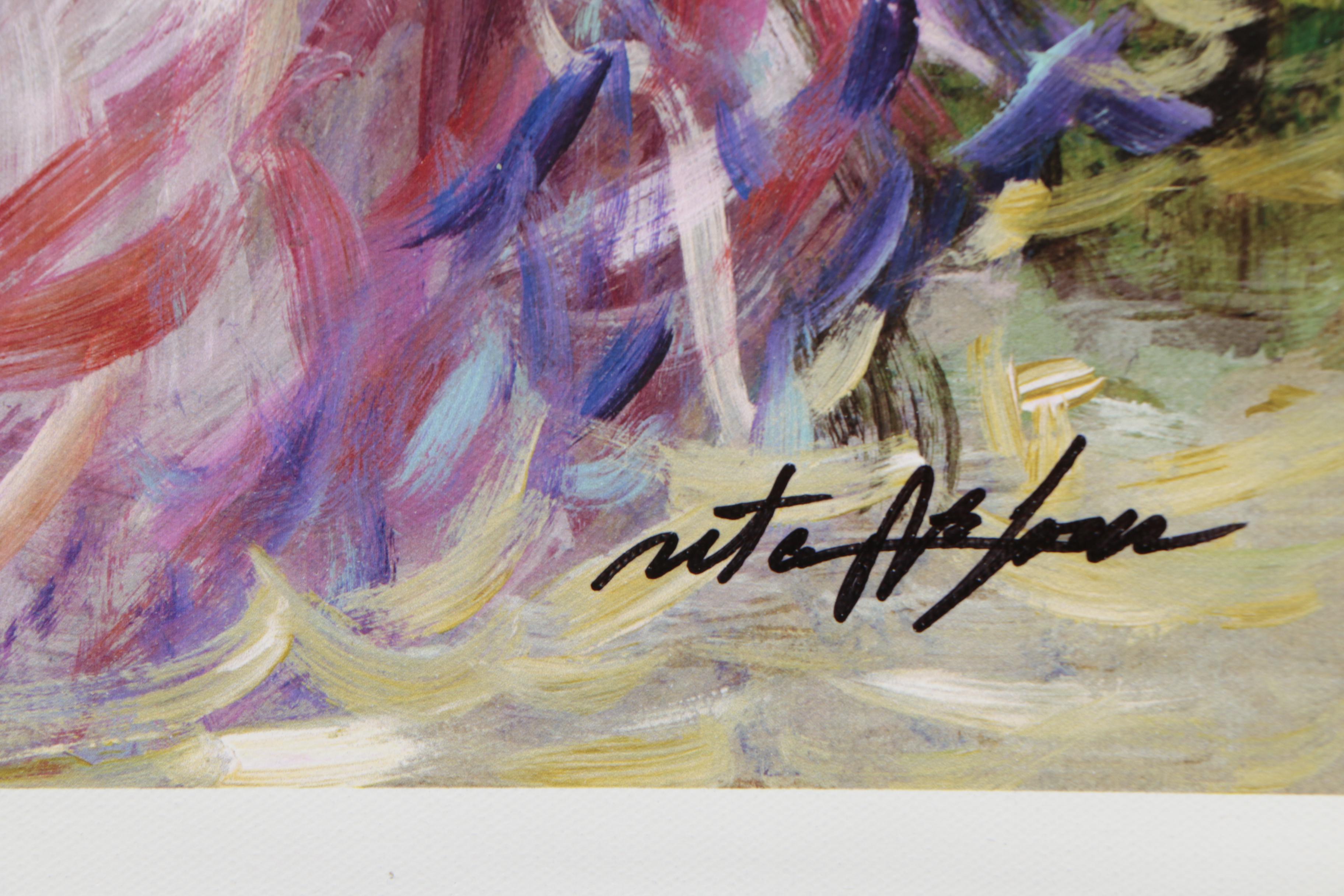 Rita Asfour Mixed Media "Amber Smelling a Rose"