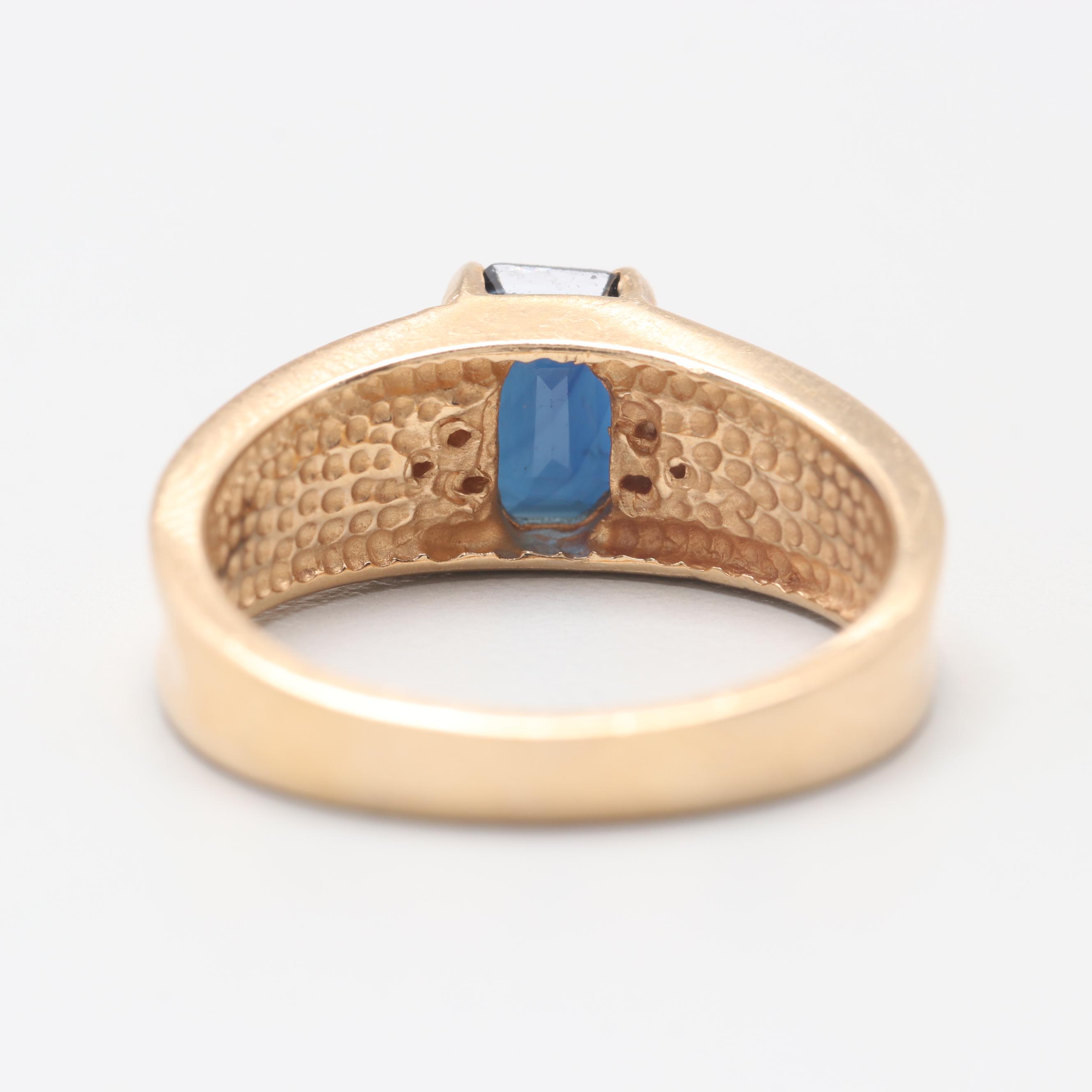 14K Yellow Gold Sapphire and Diamond Ring