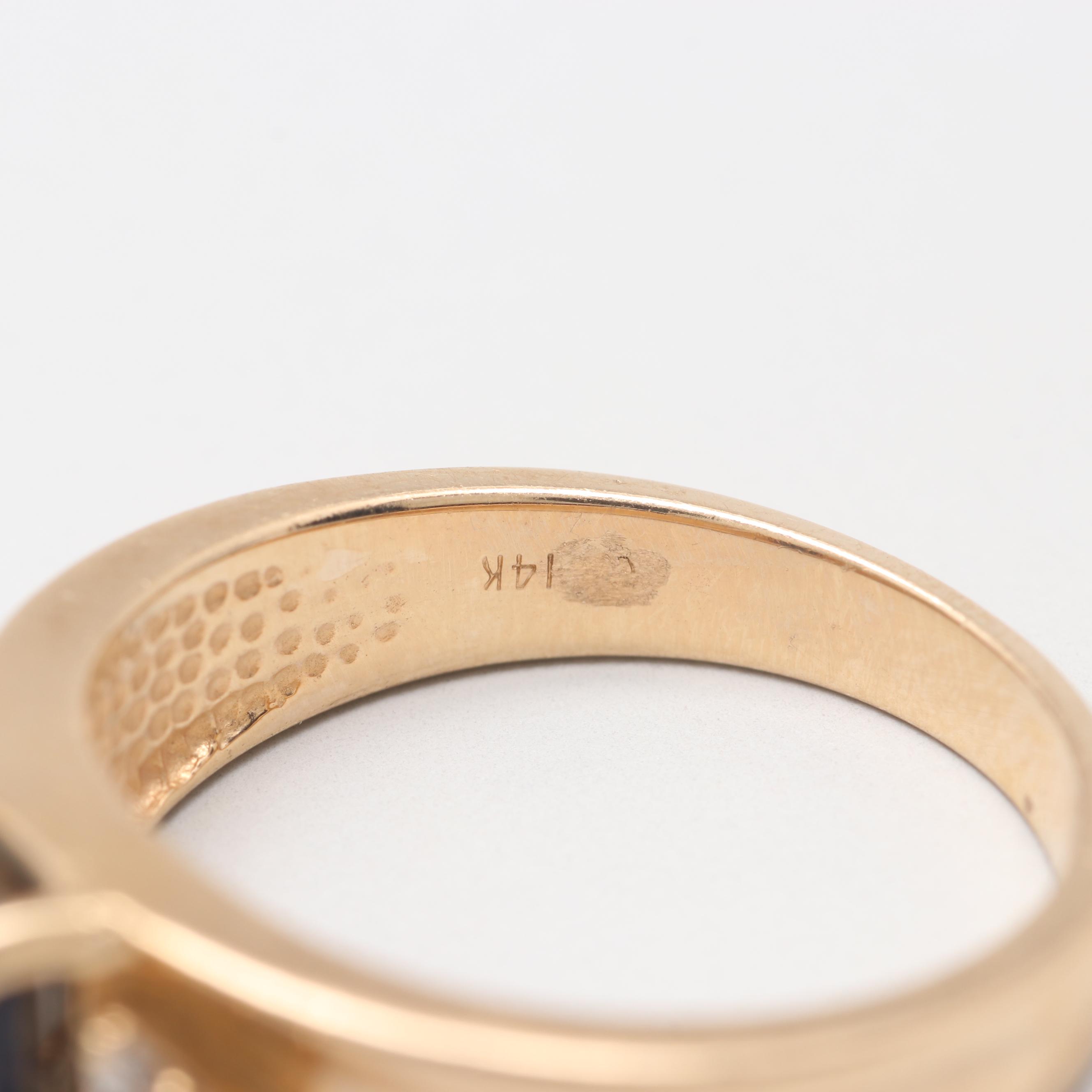 14K Yellow Gold Sapphire and Diamond Ring