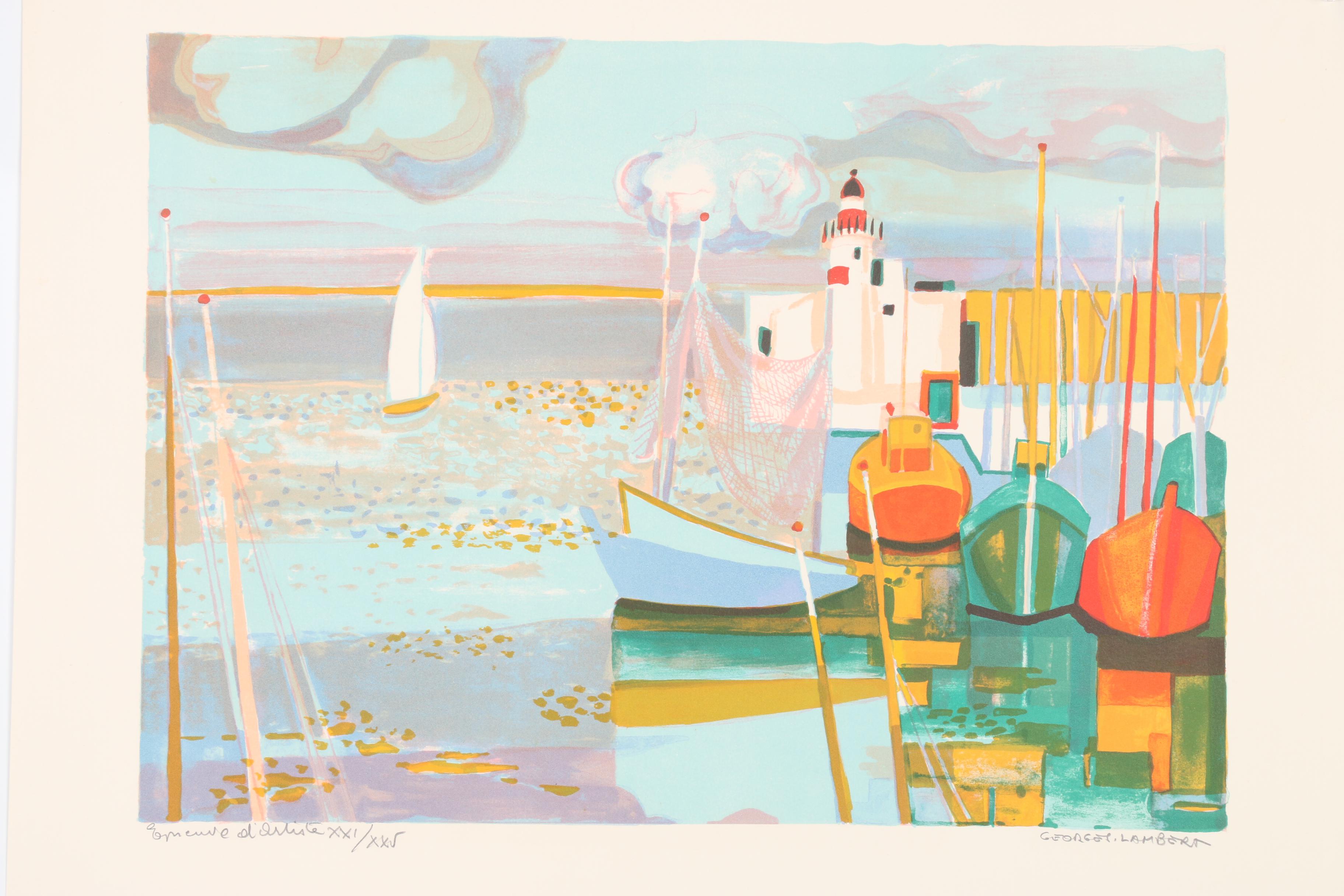 Georges Lambert Lithographs of Harbor Scenes