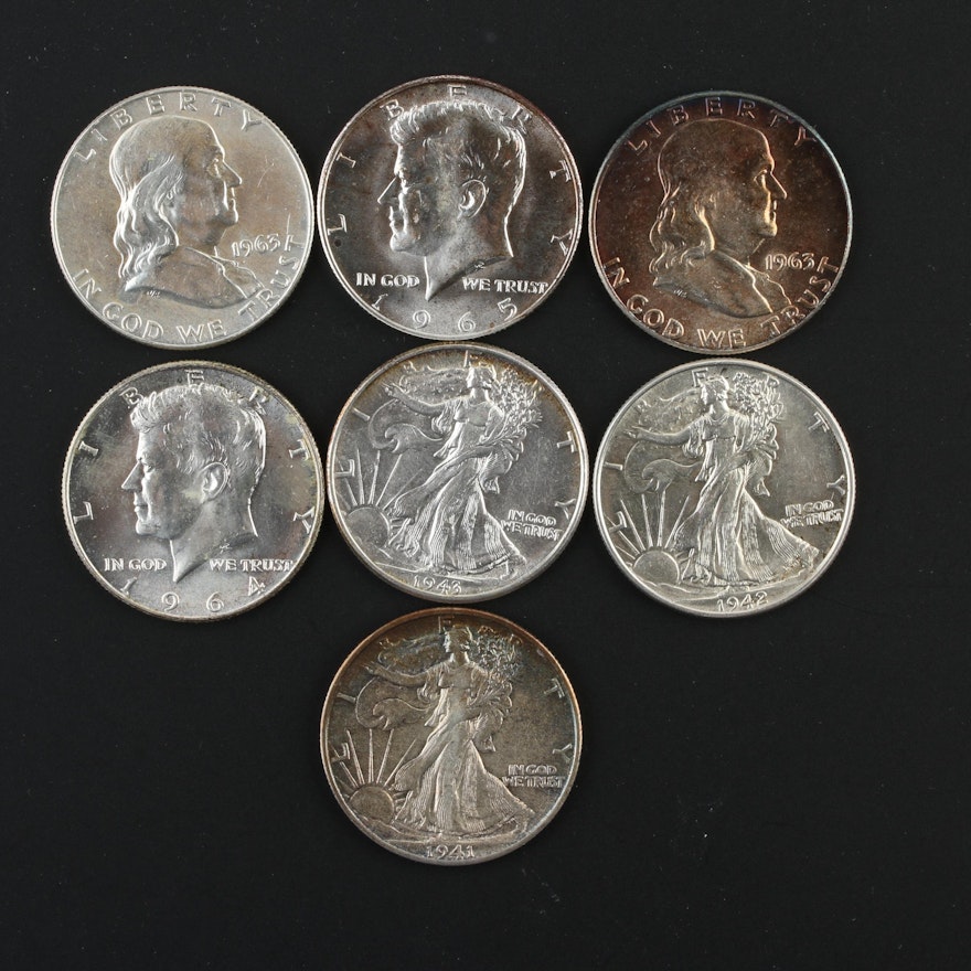 Walking Liberty, Franklin, and Kennedy Half Dollars