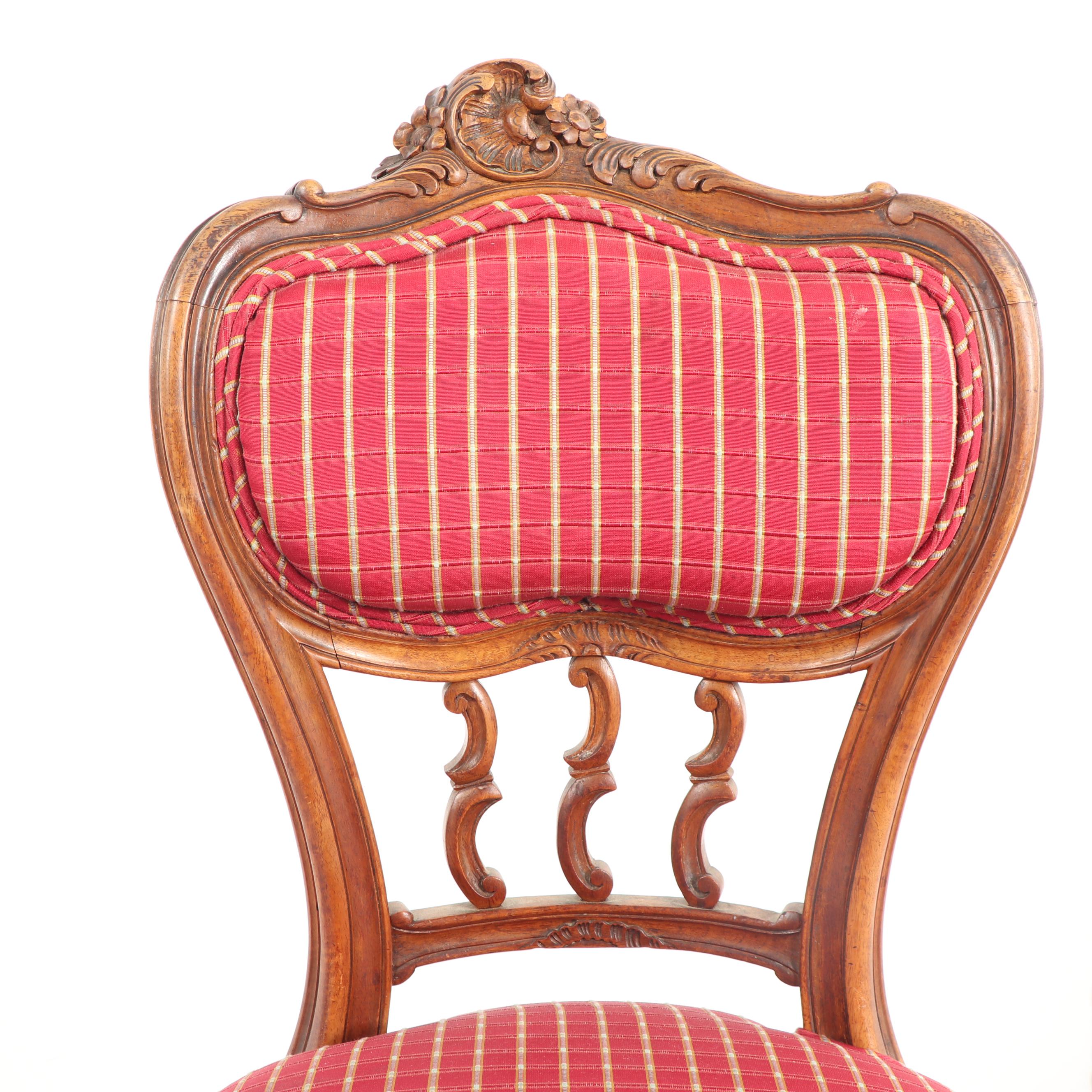 French Provincial Style Upholstered Side Chairs, Early 20th Century
