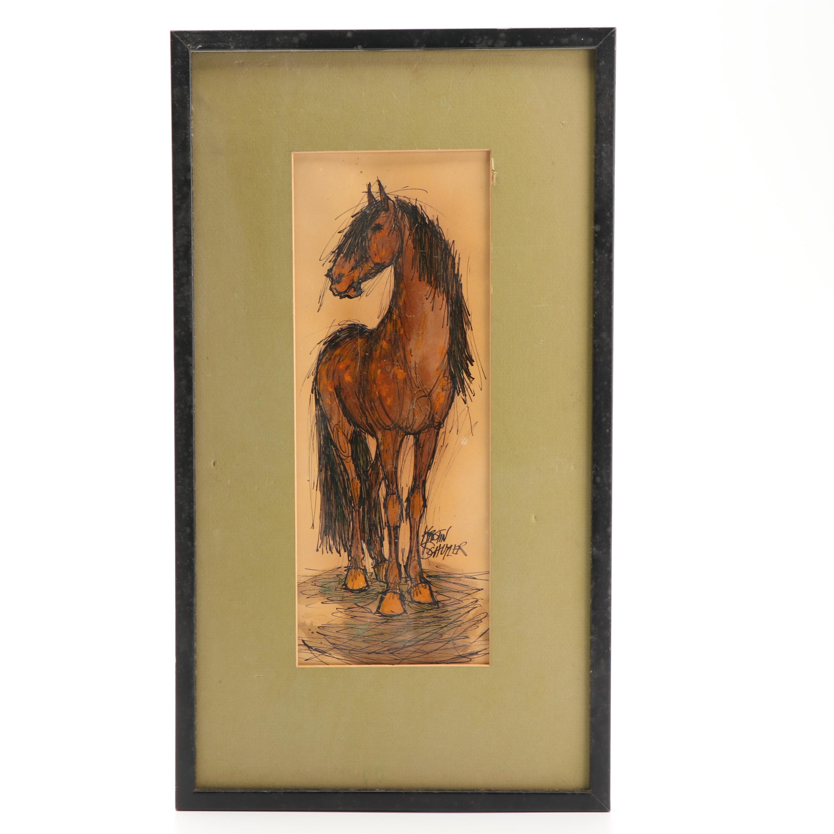 Kristin Schuyler Watercolor Painting of Horse