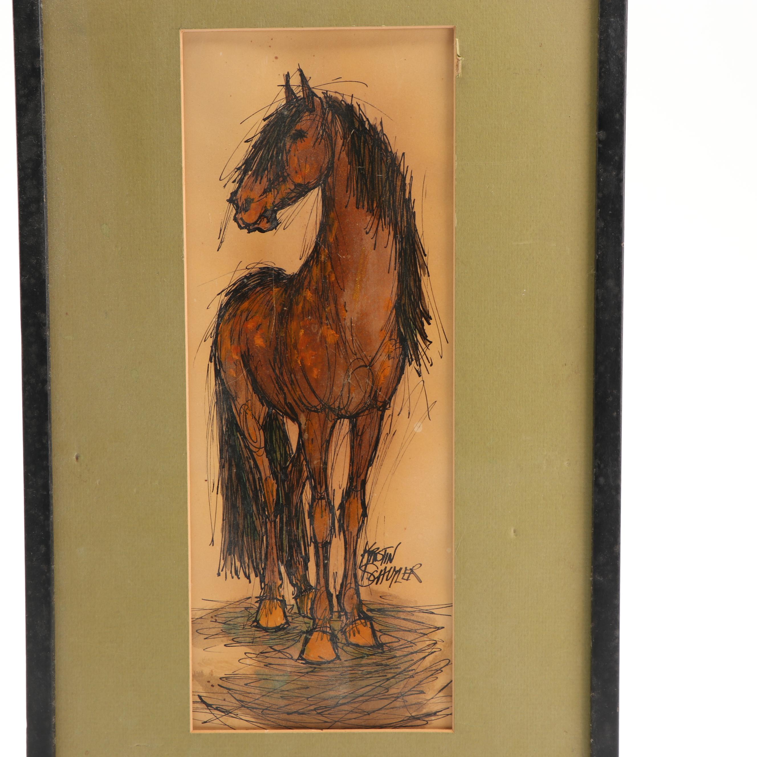 Kristin Schuyler Watercolor Painting of Horse