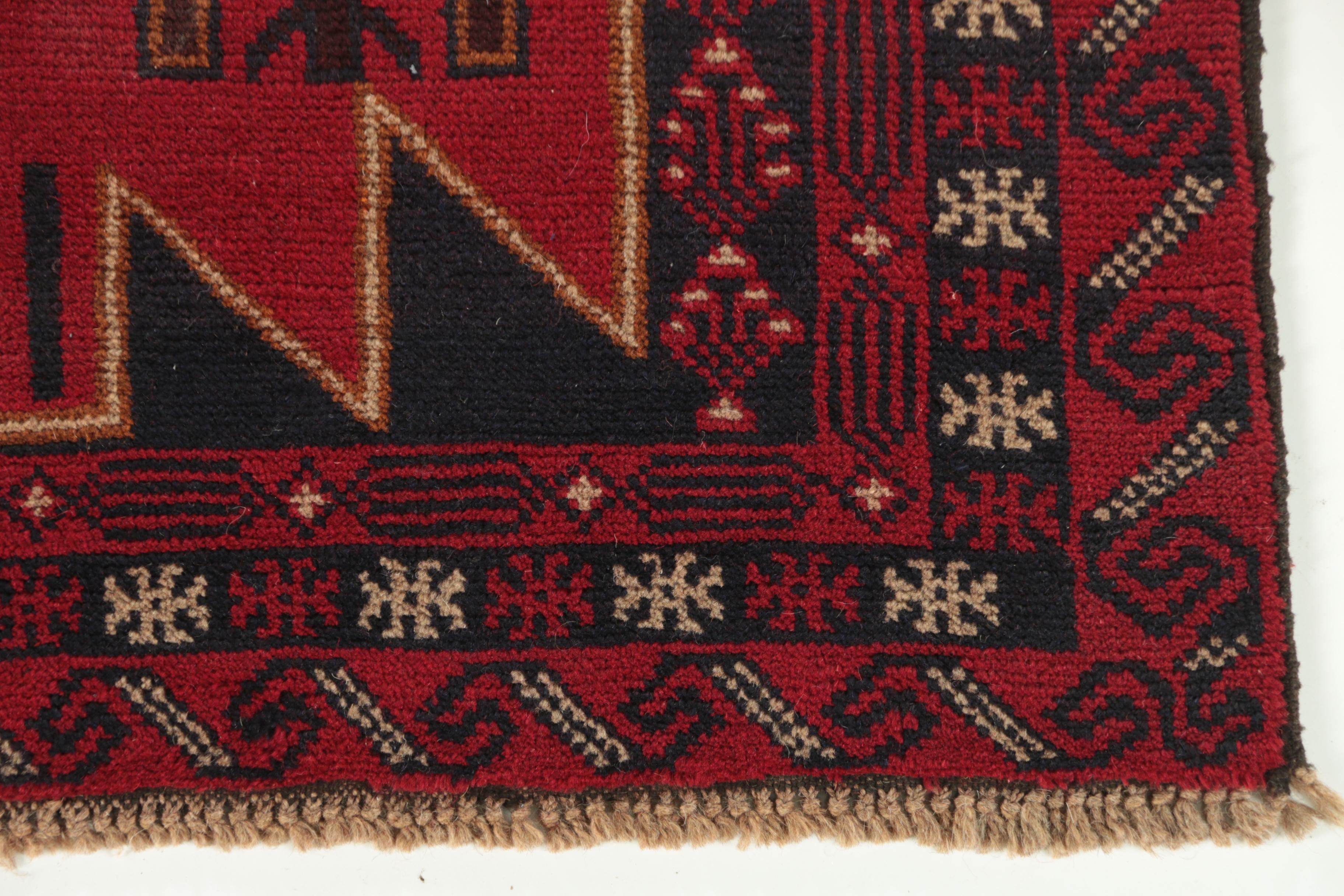 Hand-Knotted Pakistani Baluch Wool Long Rug