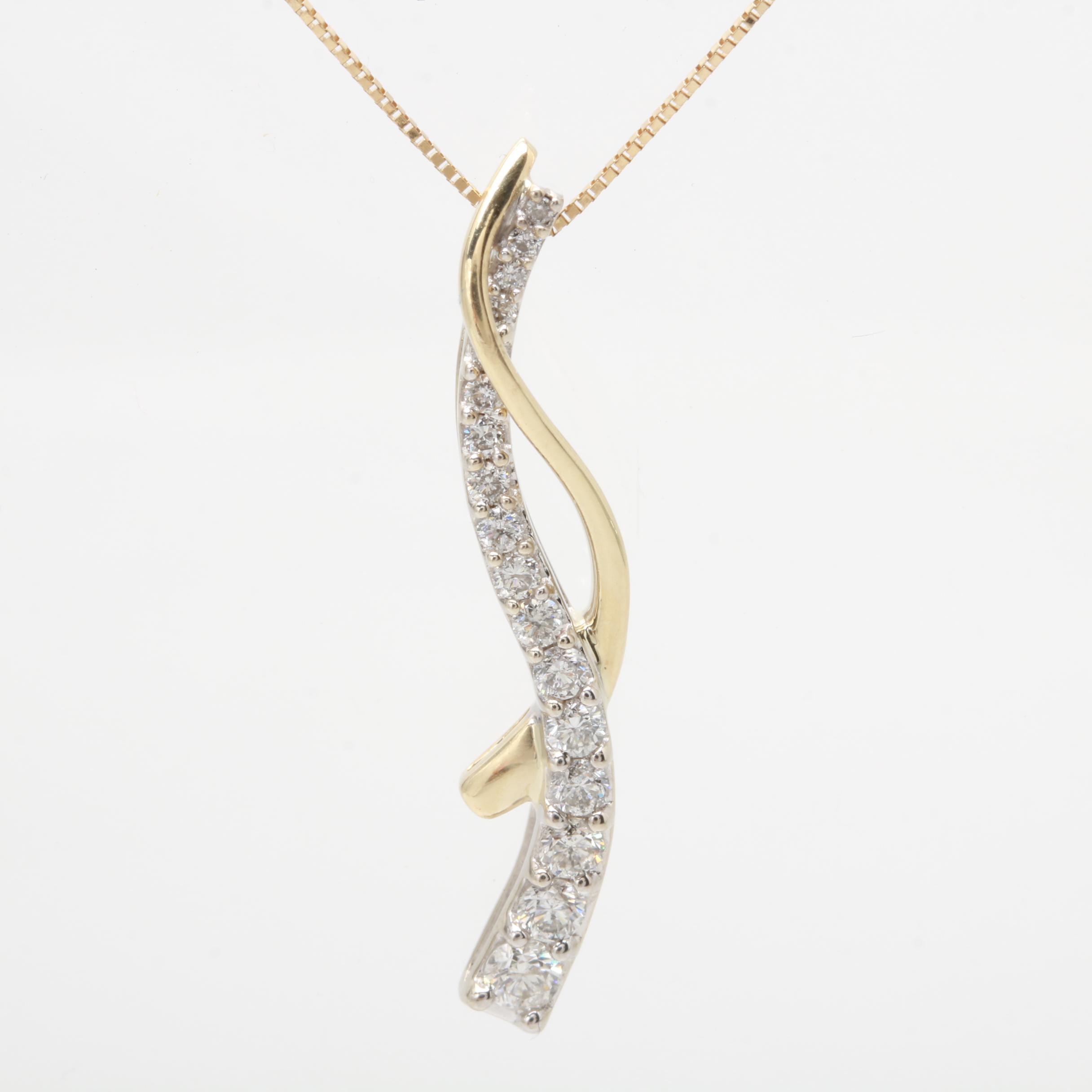14K Yellow Gold Diamond Pendant