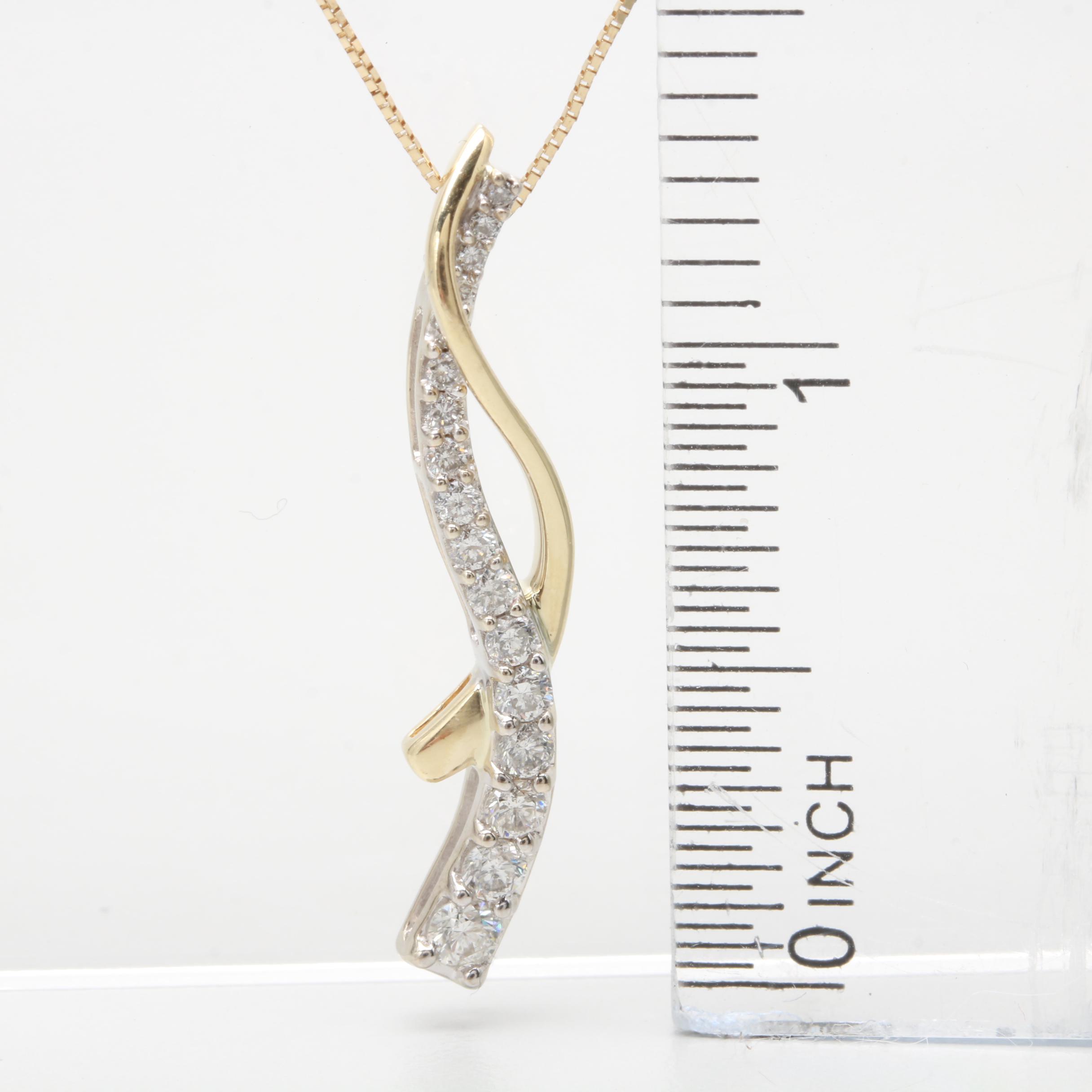 14K Yellow Gold Diamond Pendant
