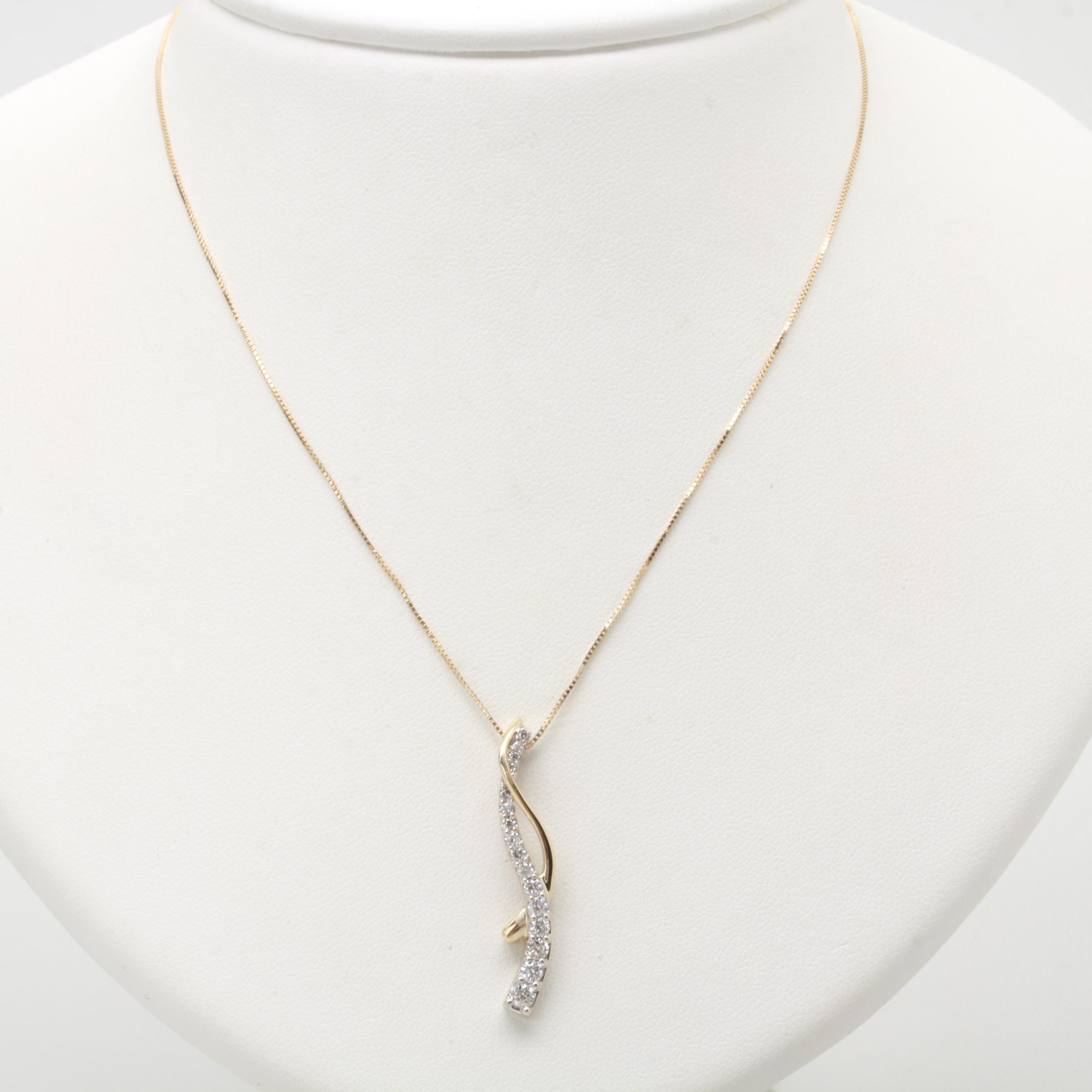 14K Yellow Gold Diamond Pendant