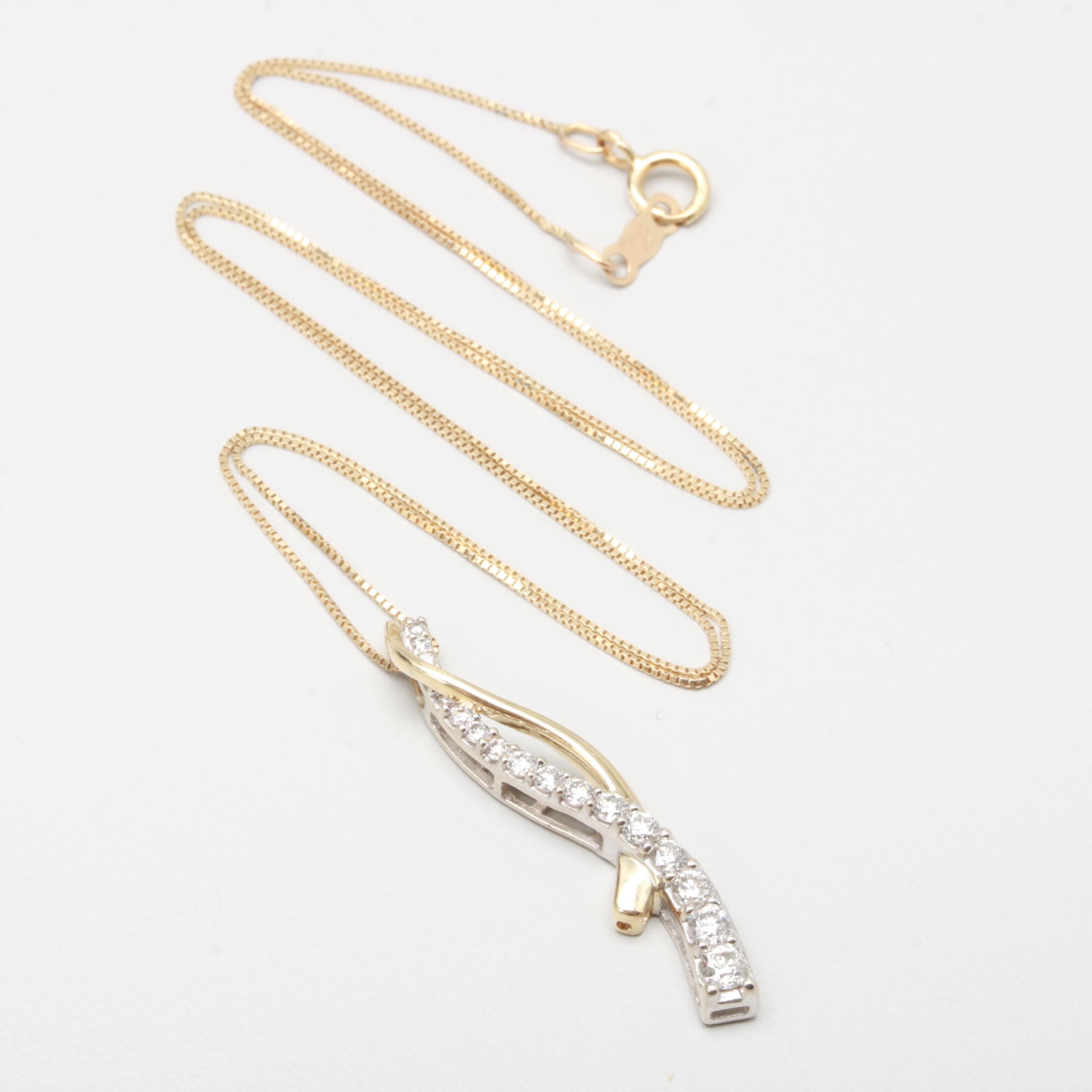 14K Yellow Gold Diamond Pendant