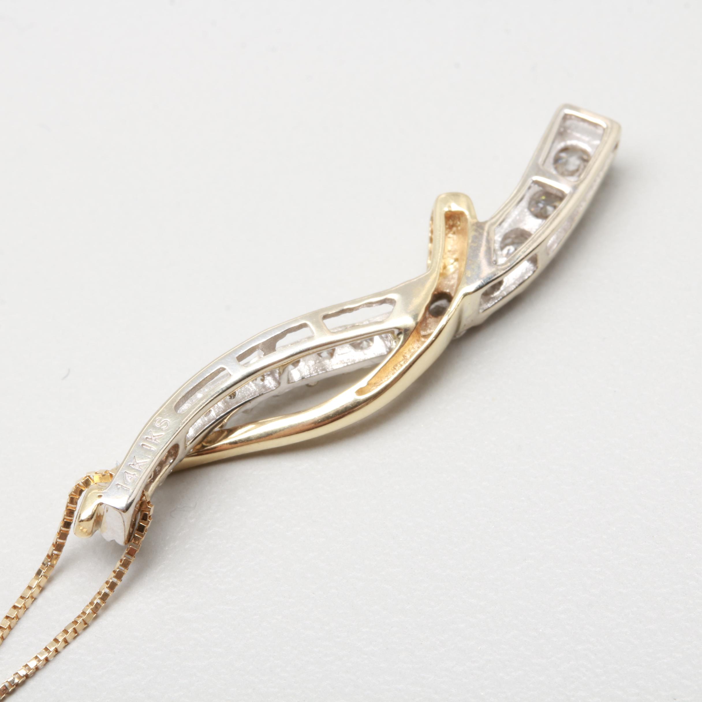 14K Yellow Gold Diamond Pendant