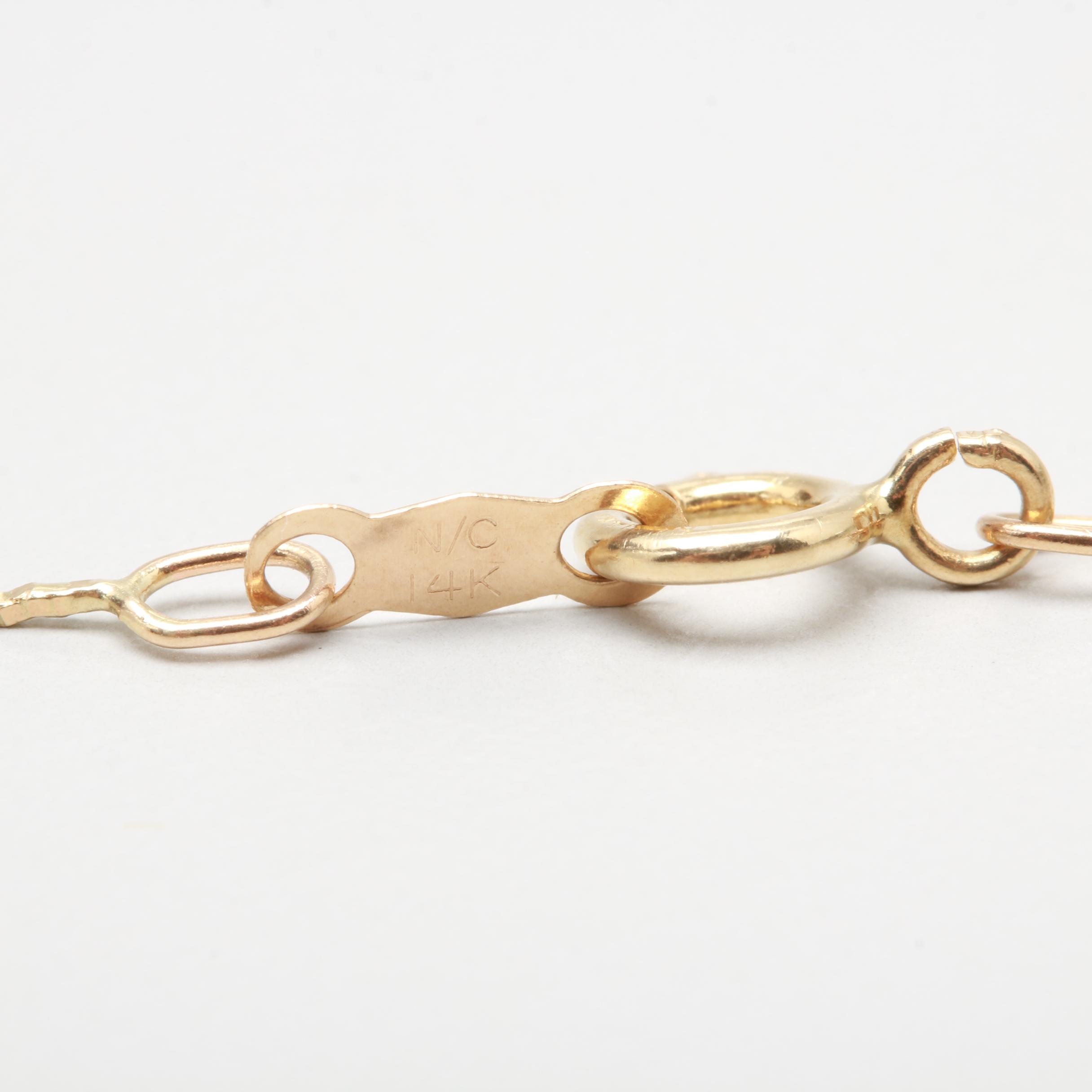 14K Yellow Gold Diamond Pendant