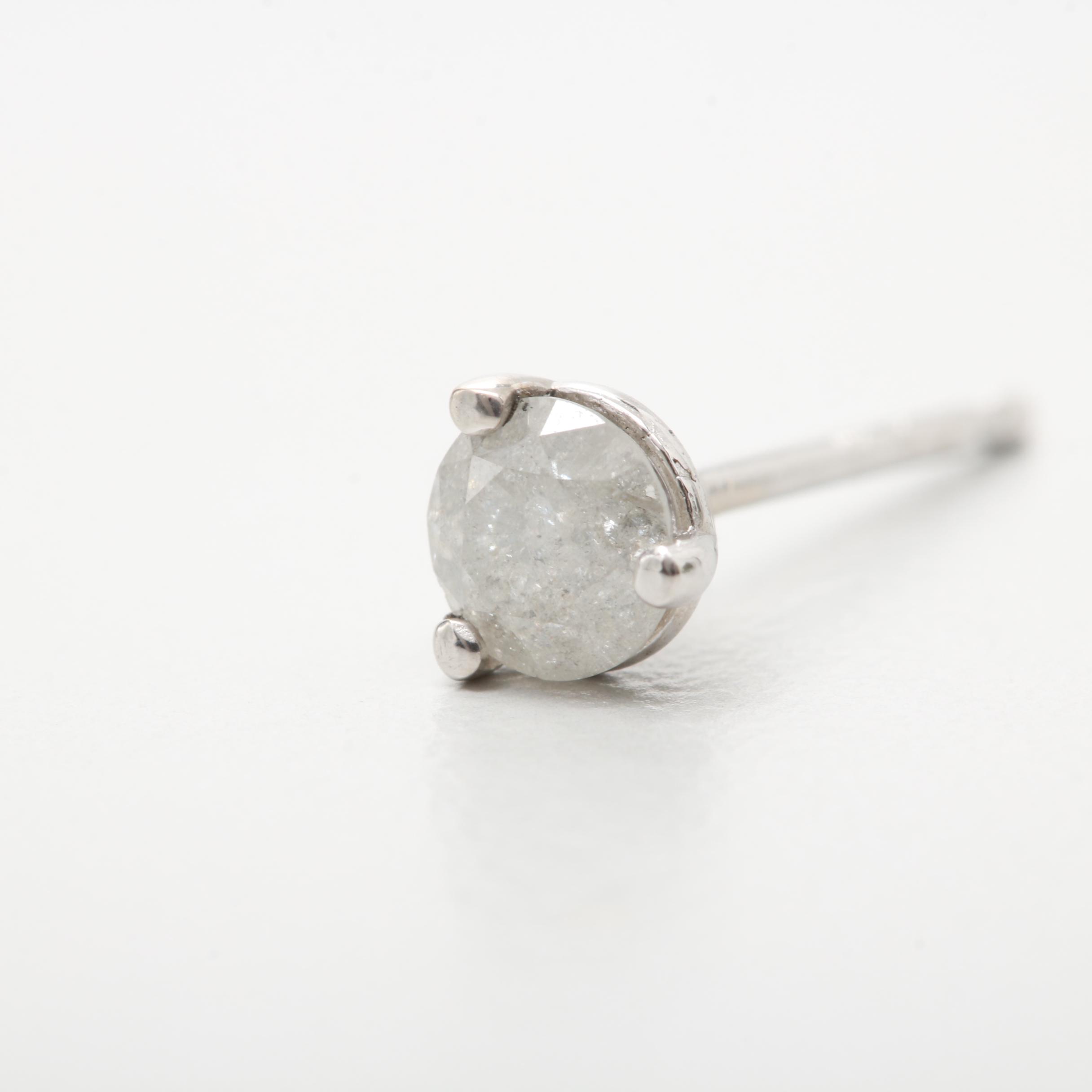 14K White Gold Diamond Stud Earrings