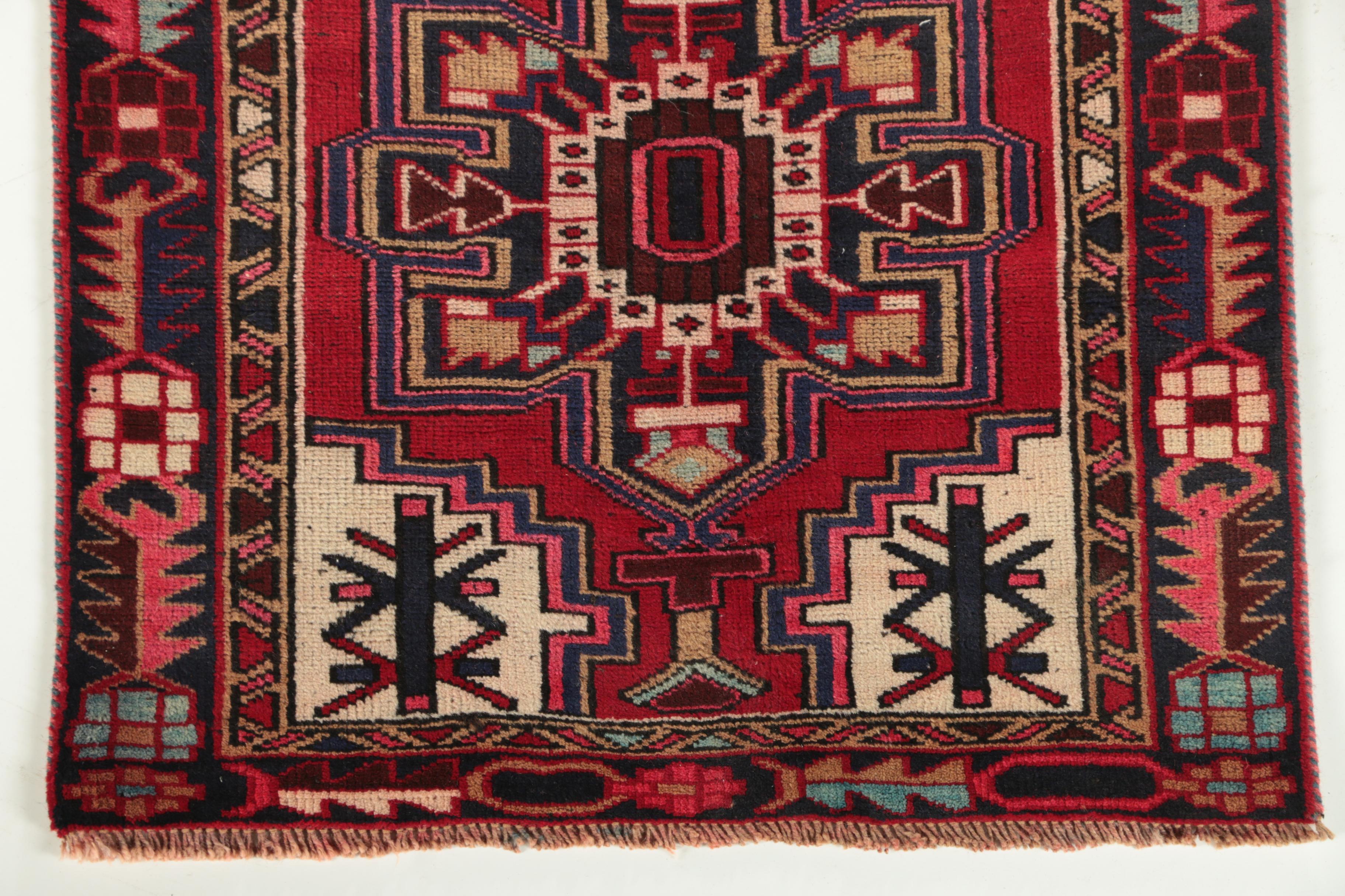 Hand-Knotted Persian Heriz Wool Runner