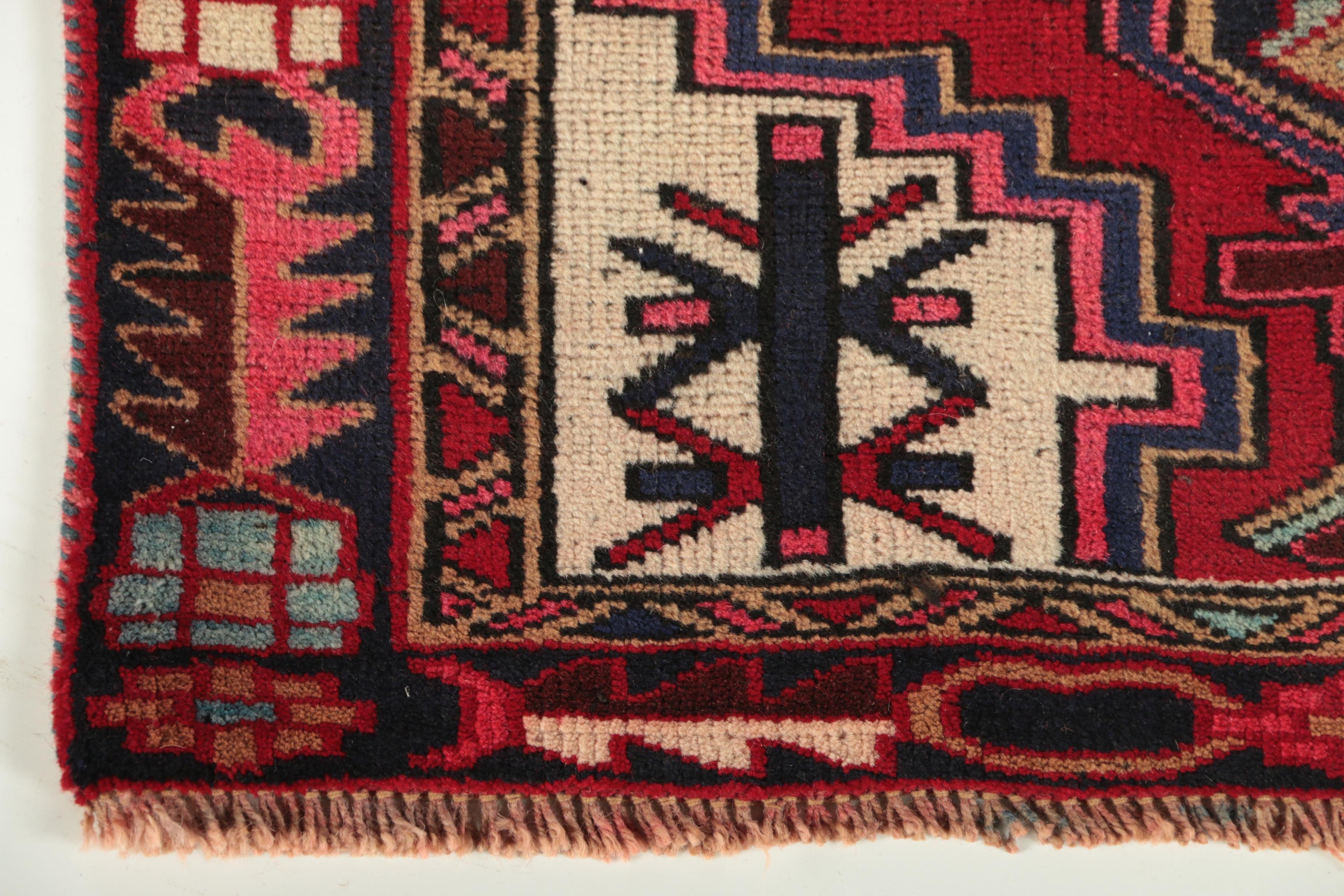 Hand-Knotted Persian Heriz Wool Runner