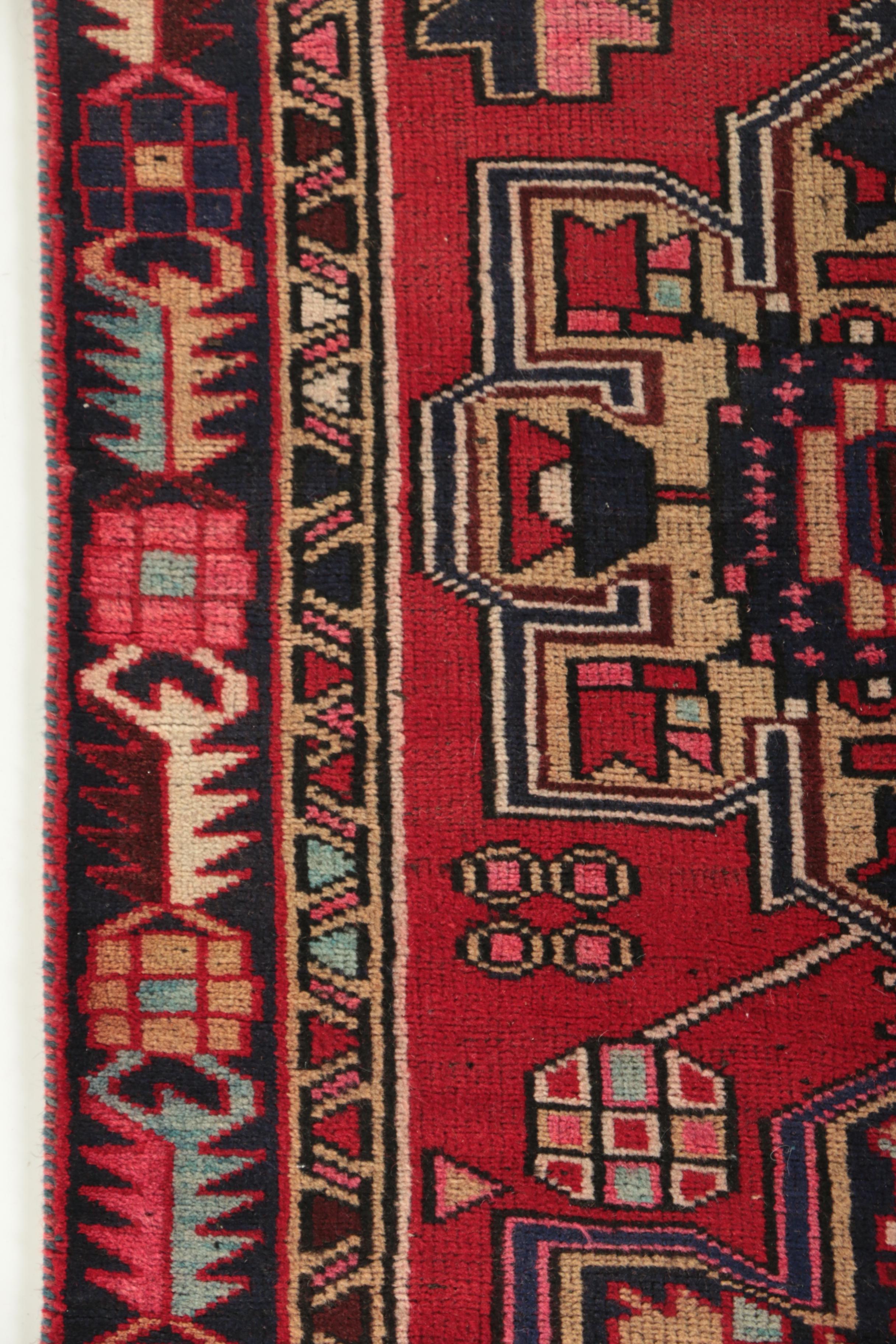 Hand-Knotted Persian Heriz Wool Runner