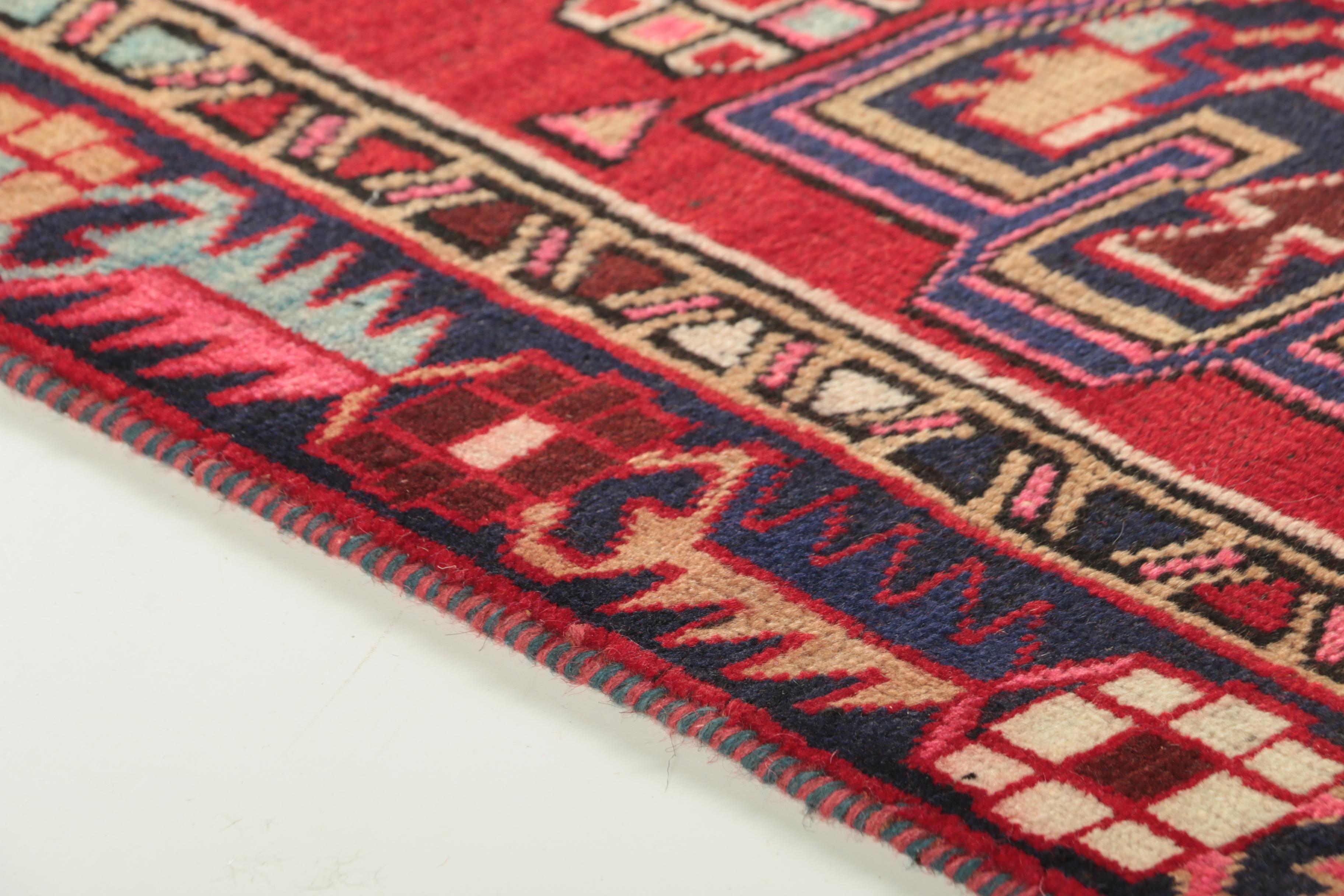 Hand-Knotted Persian Heriz Wool Runner