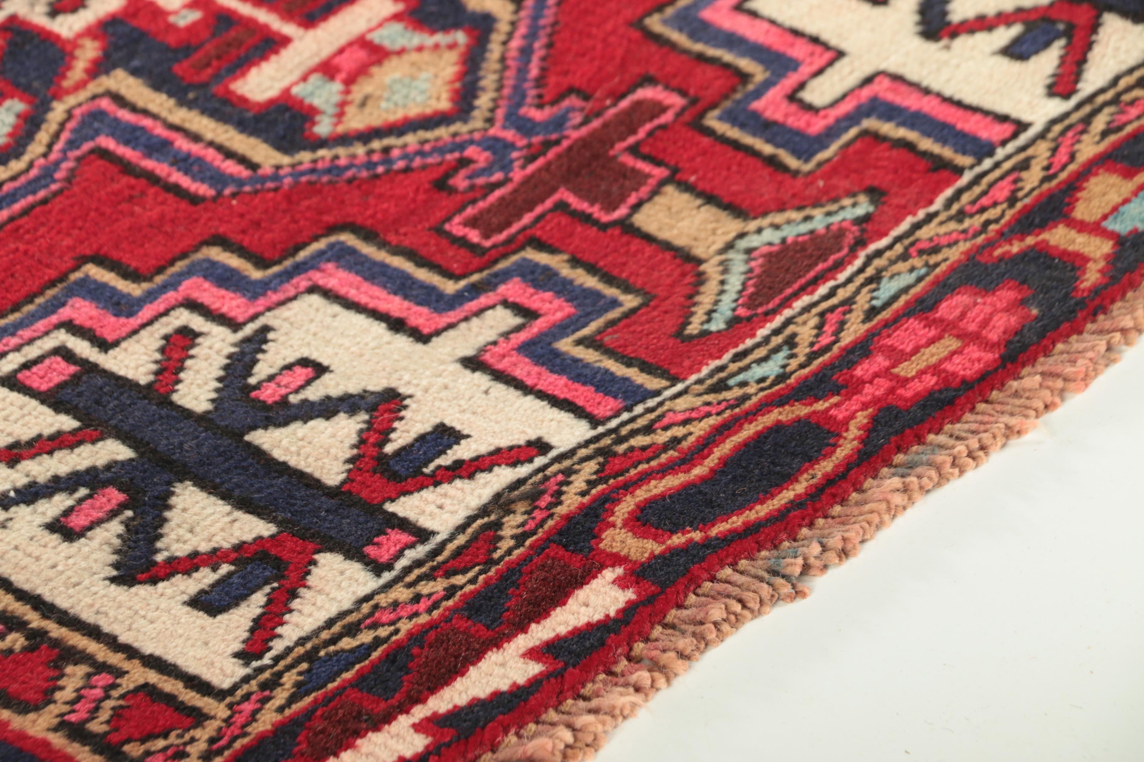 Hand-Knotted Persian Heriz Wool Runner