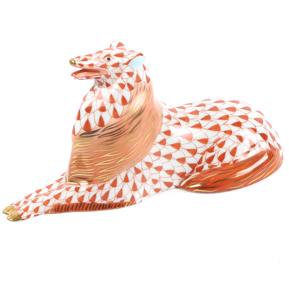 Herend Hungary Porcelain Collie Dog Figurine