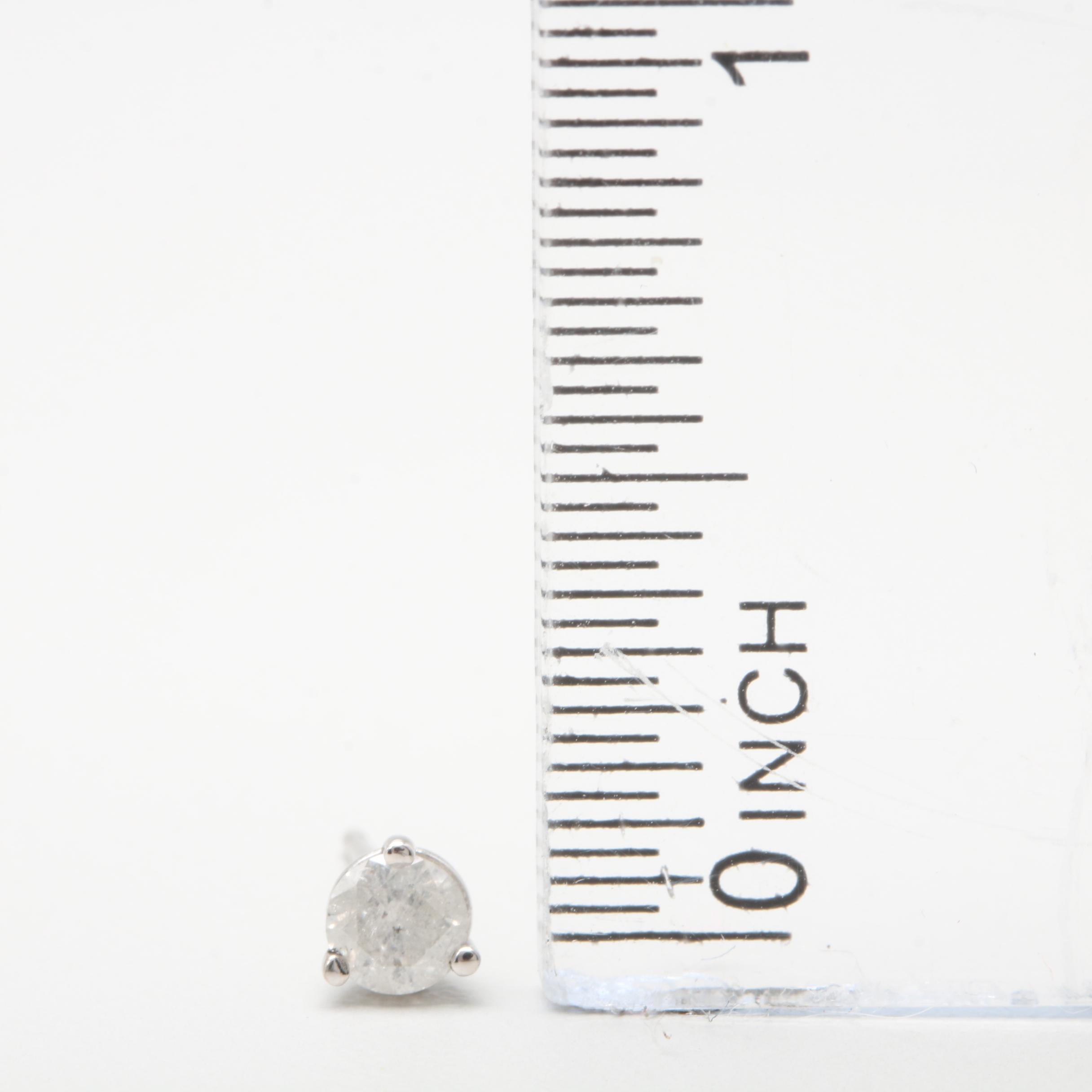 14K White Gold Diamond Stud Earrings