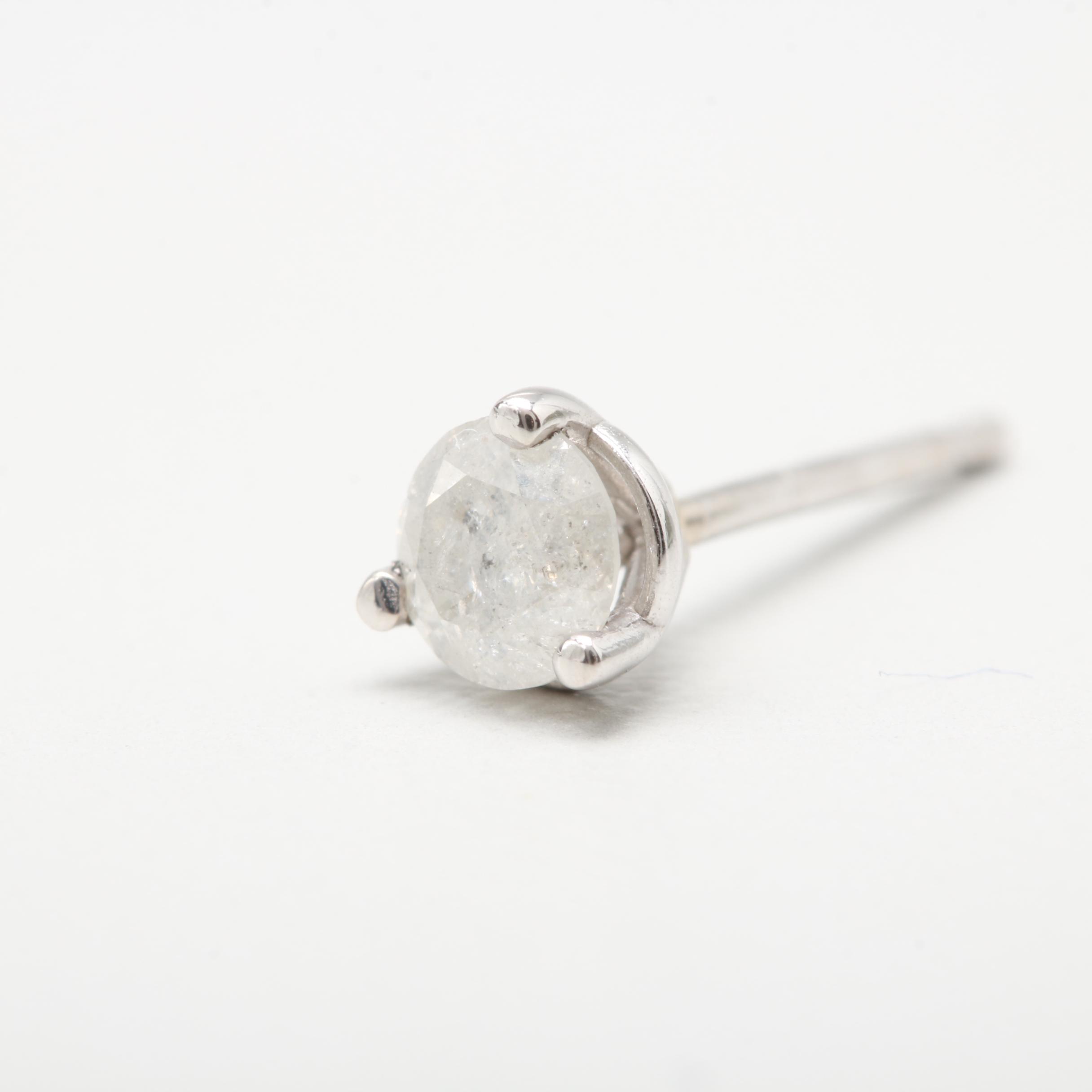 14K White Gold Diamond Stud Earrings