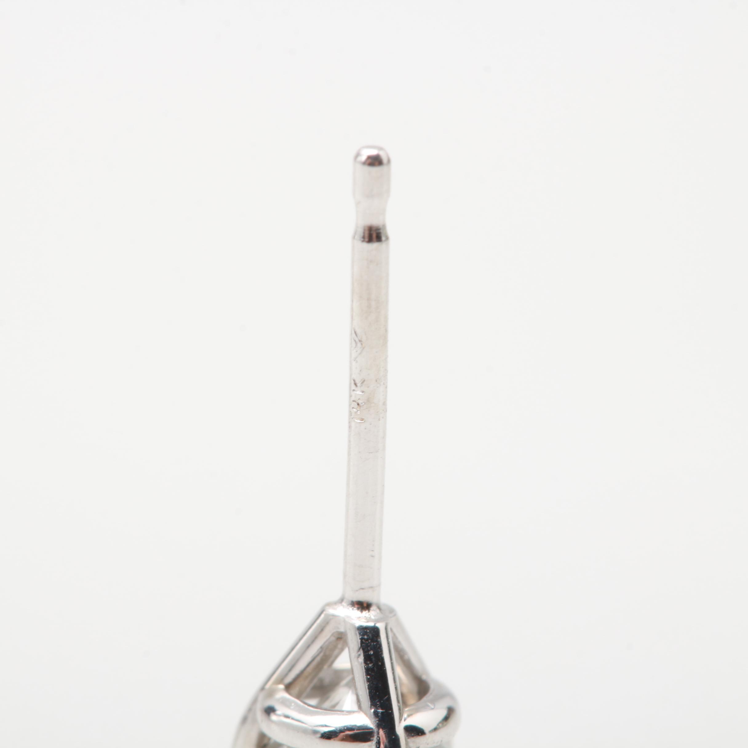 14K White Gold Diamond Stud Earrings