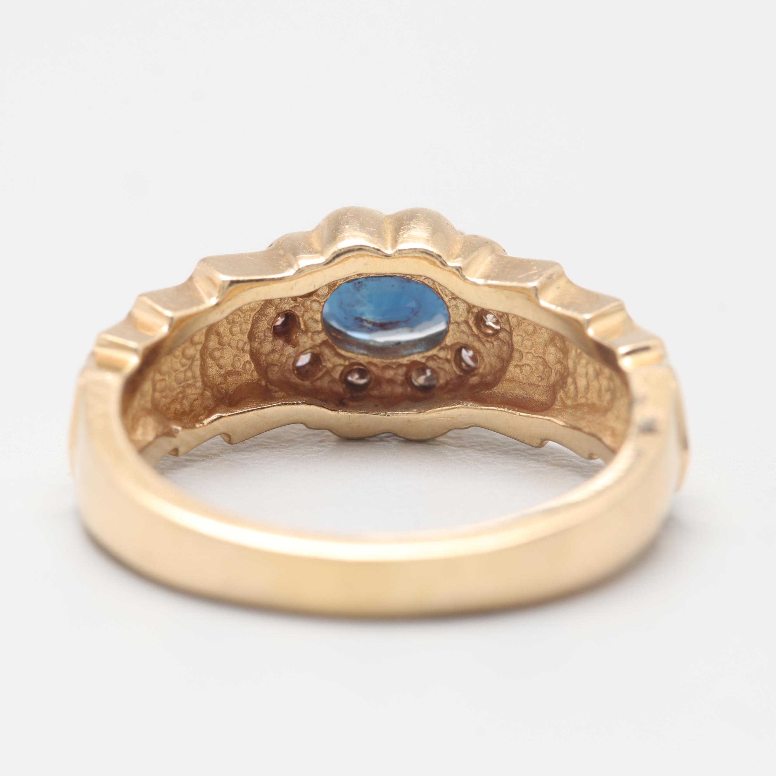 14K Yellow Gold Sapphire and Diamond Ring