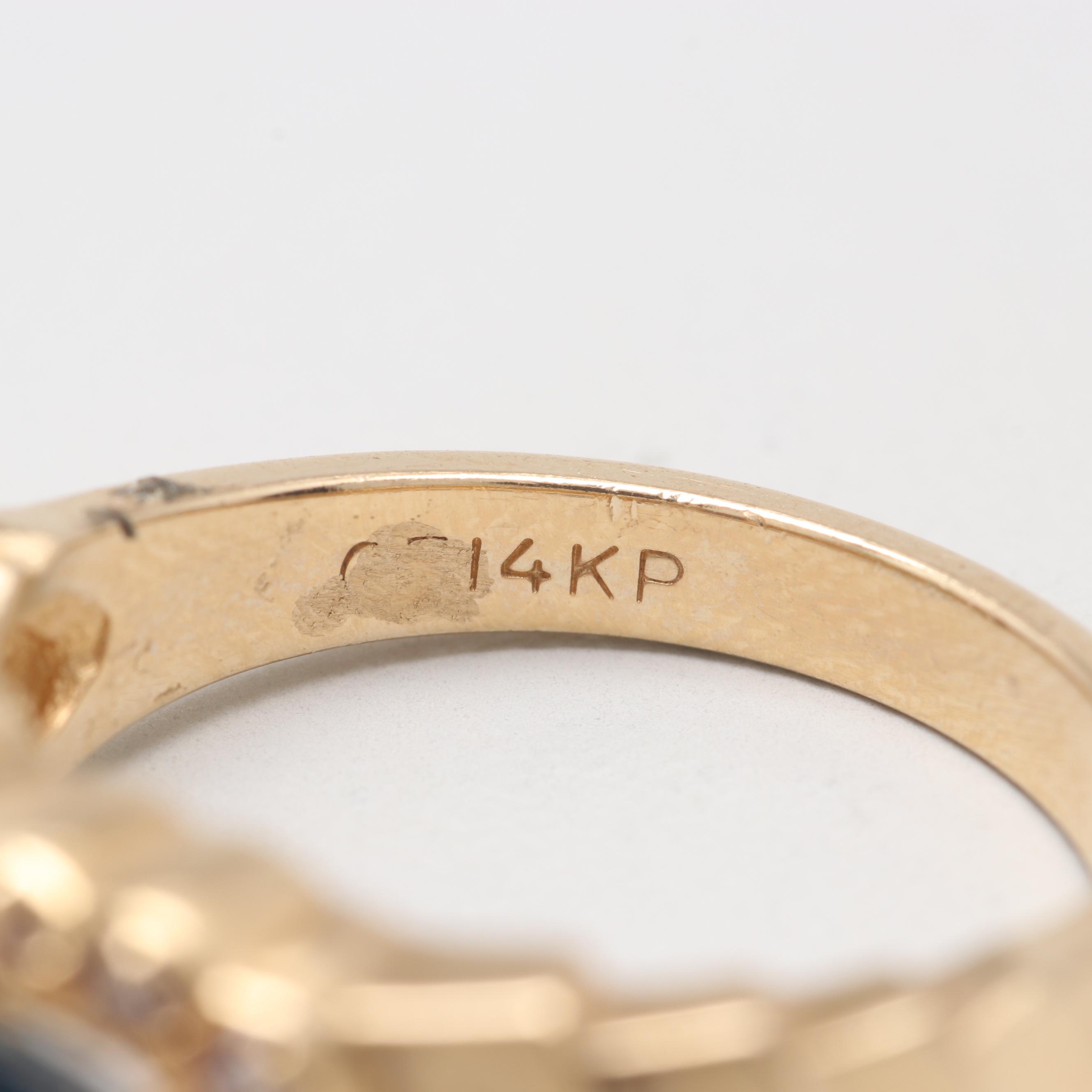 14K Yellow Gold Sapphire and Diamond Ring